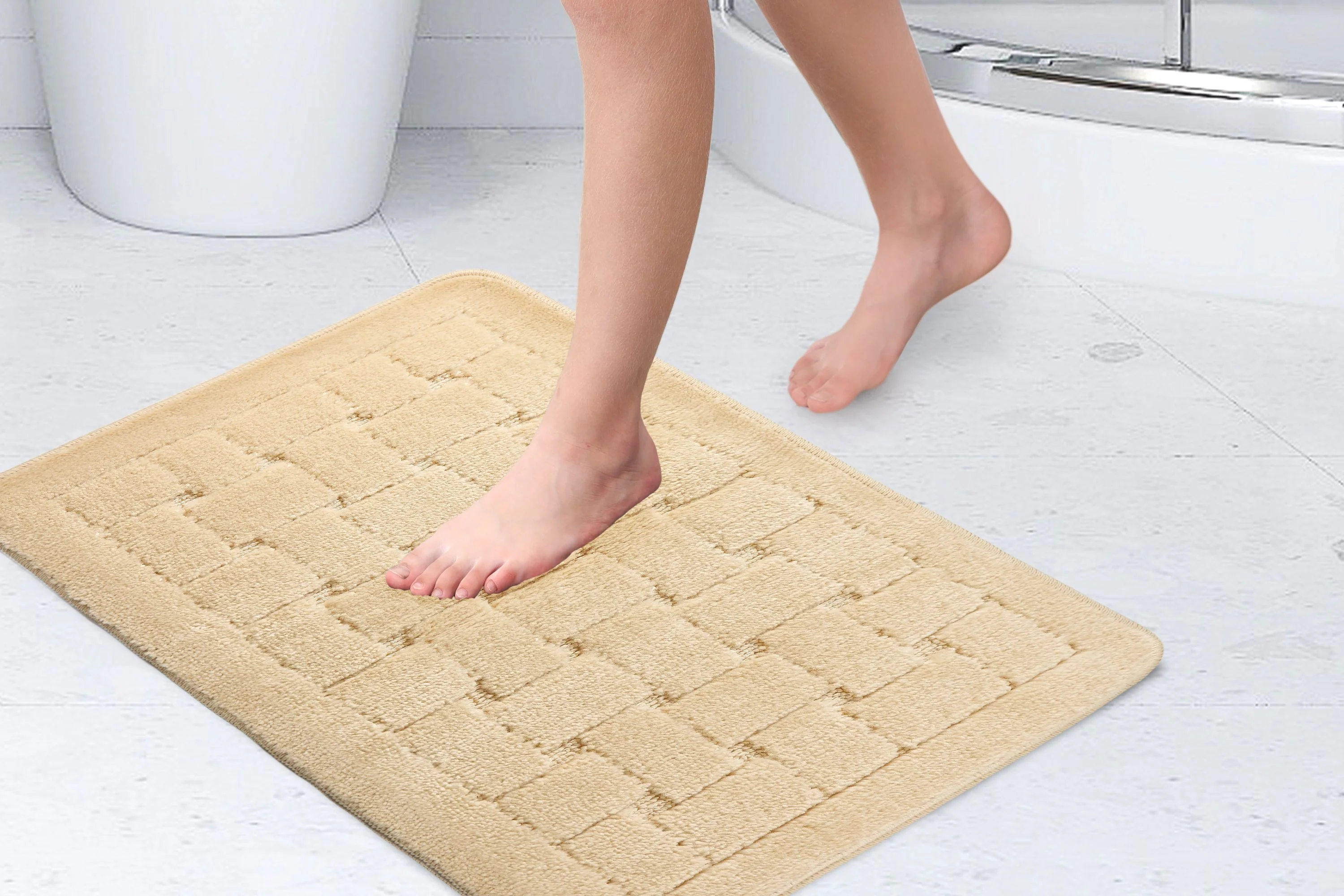 Orkney - Crosshatch Bath mat in Cream - Image 3