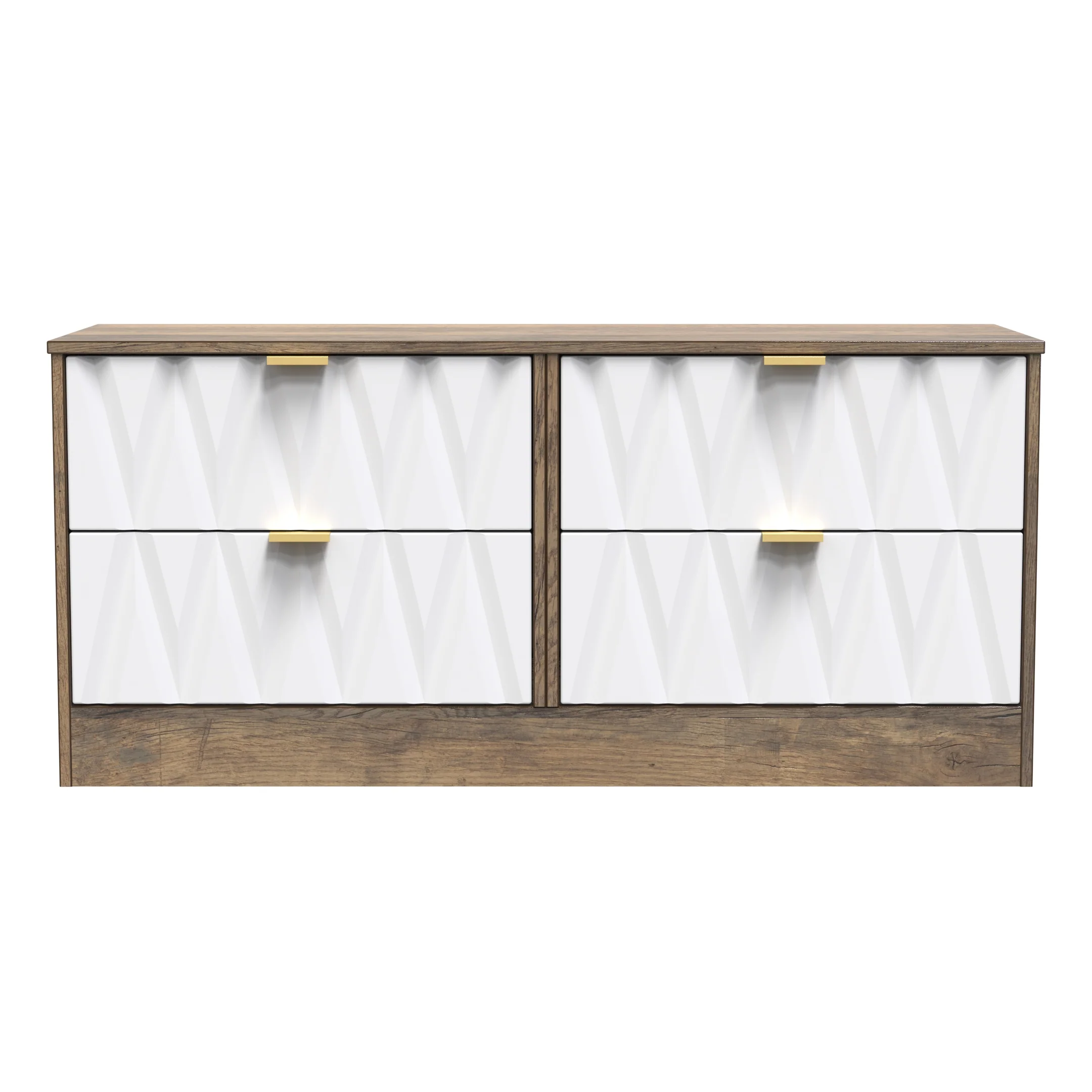 Ottawa Ready Assembled 4 Drawer Bed Box in White Matt & Vintage Oak