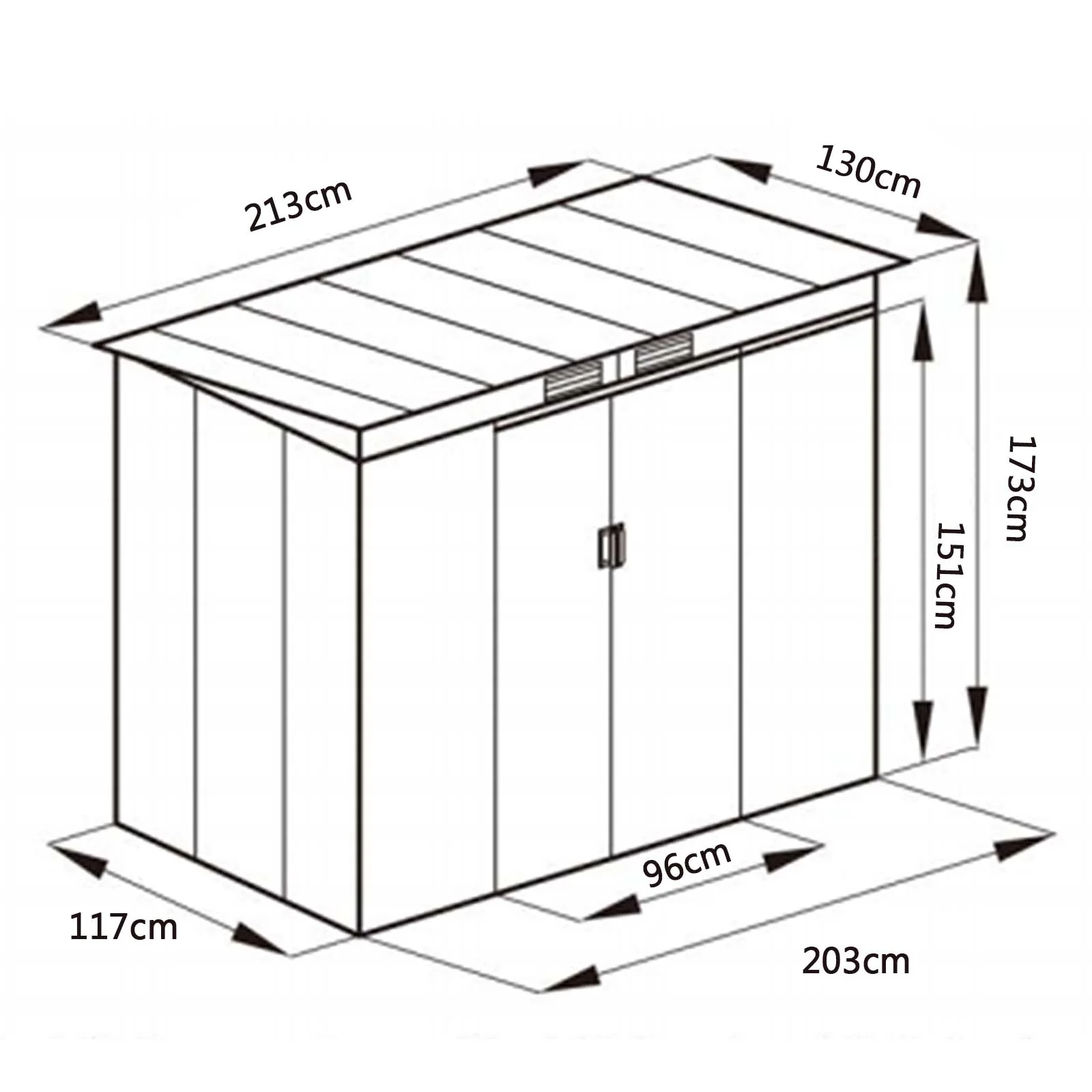 Outdoor Metal Garden Storage Shed with Sloping Roof-Dark Grey - Image 4