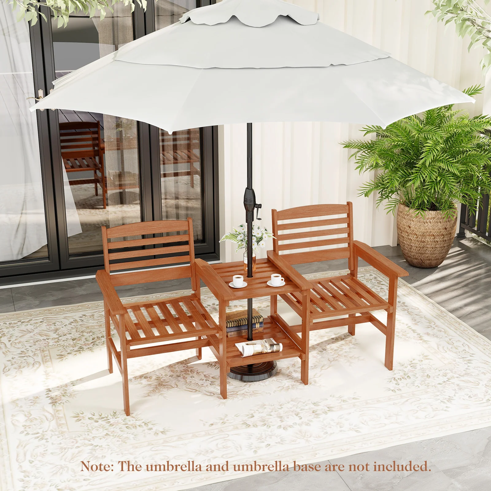 Outdoor Patio Loveseat with Coffee Table and Umbrella Hole - Image 7