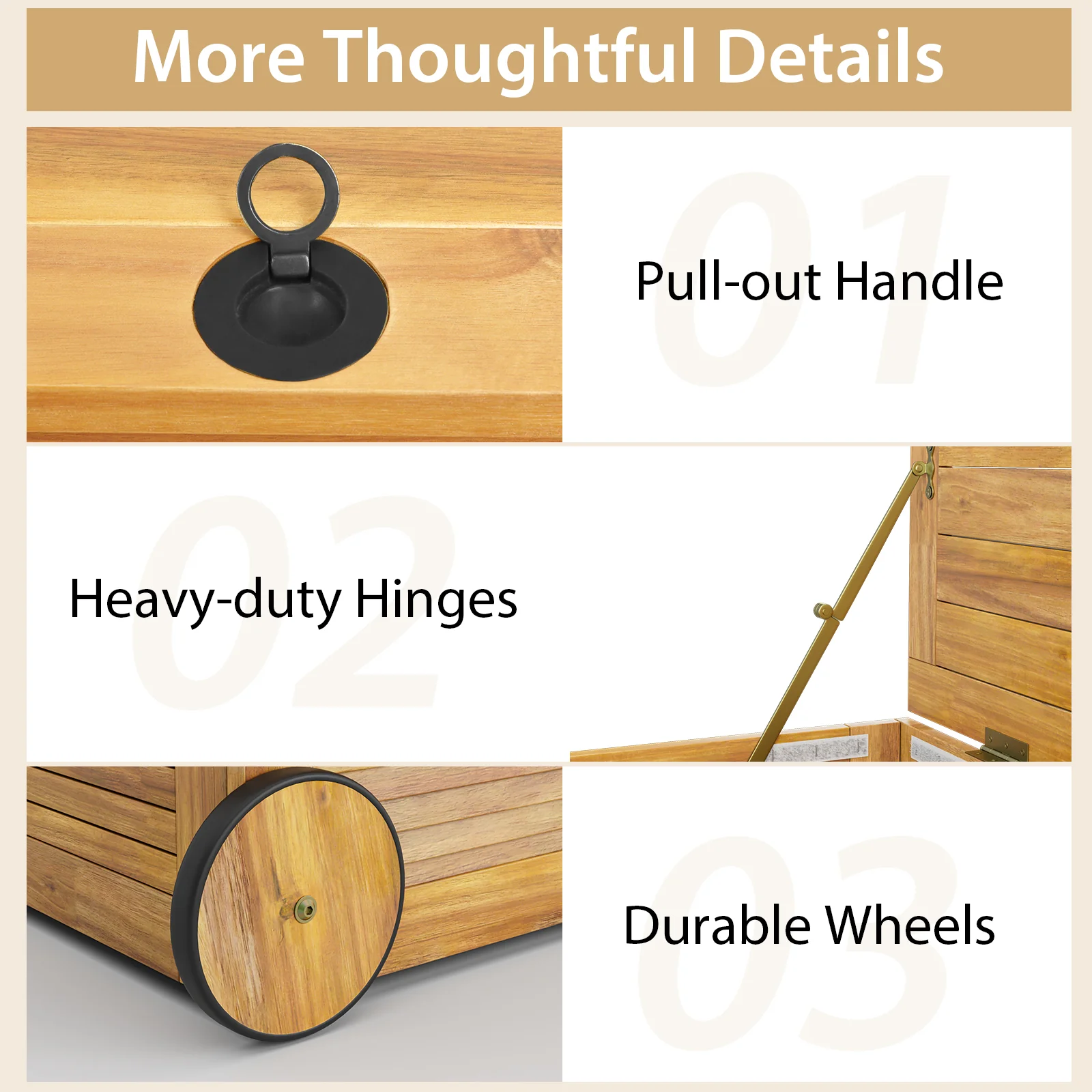 Outdoor Storage Box with 2 Wheels for Patio - Image 10