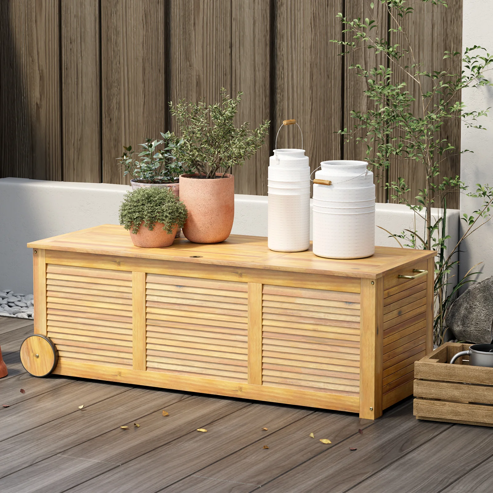 Outdoor Storage Box with 2 Wheels for Patio - Image 2