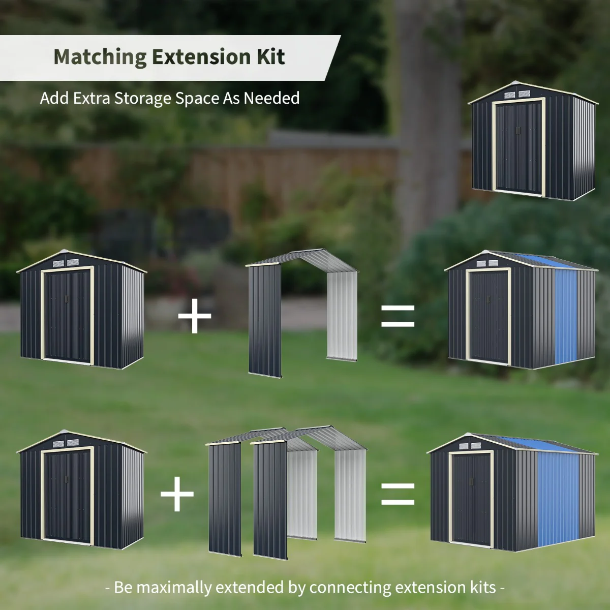 Outdoor Storage Shed Extension Kit For 195 Cm Shed Width - Image 4