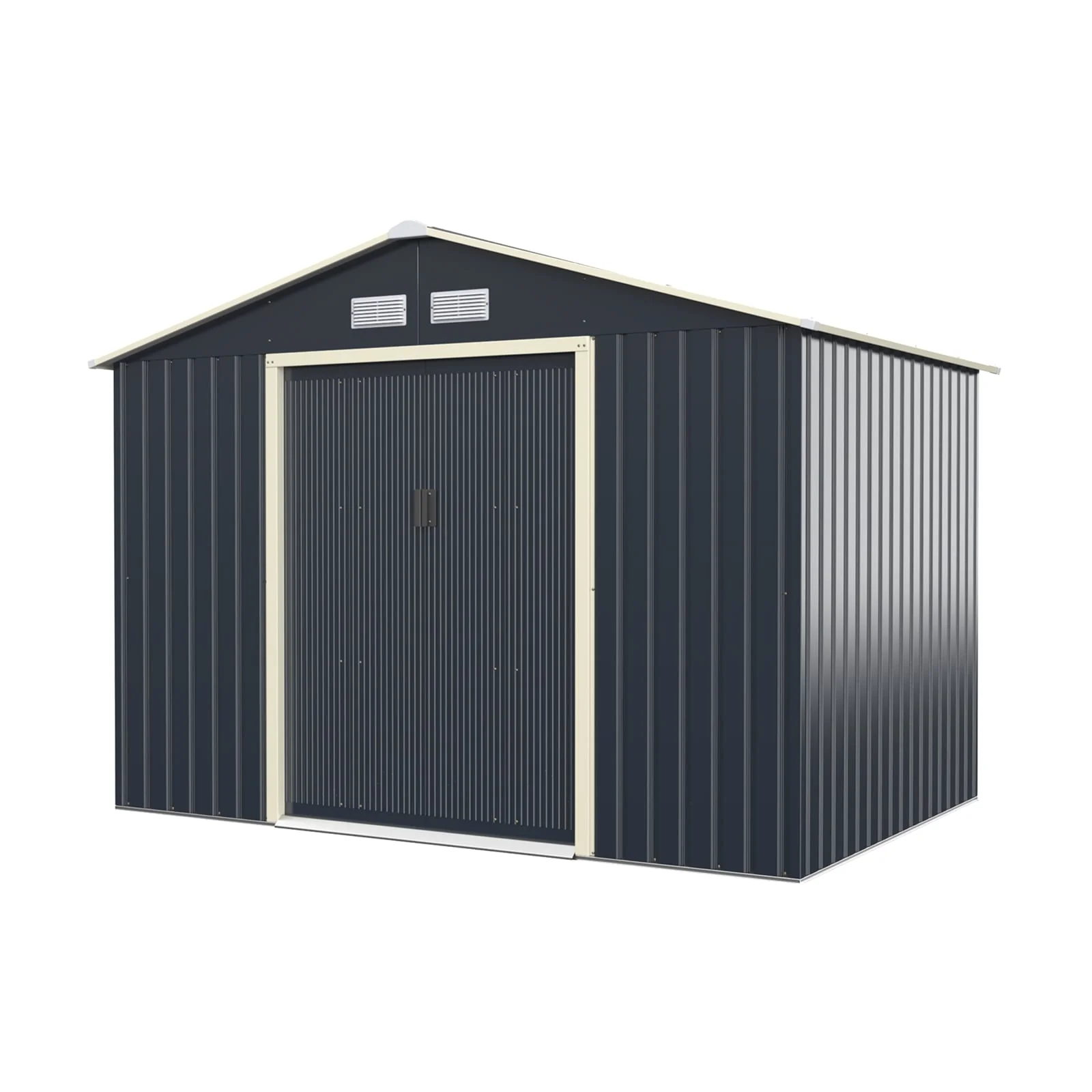 Outdoor Storage Shed With 4 Vents And Double Sliding Door