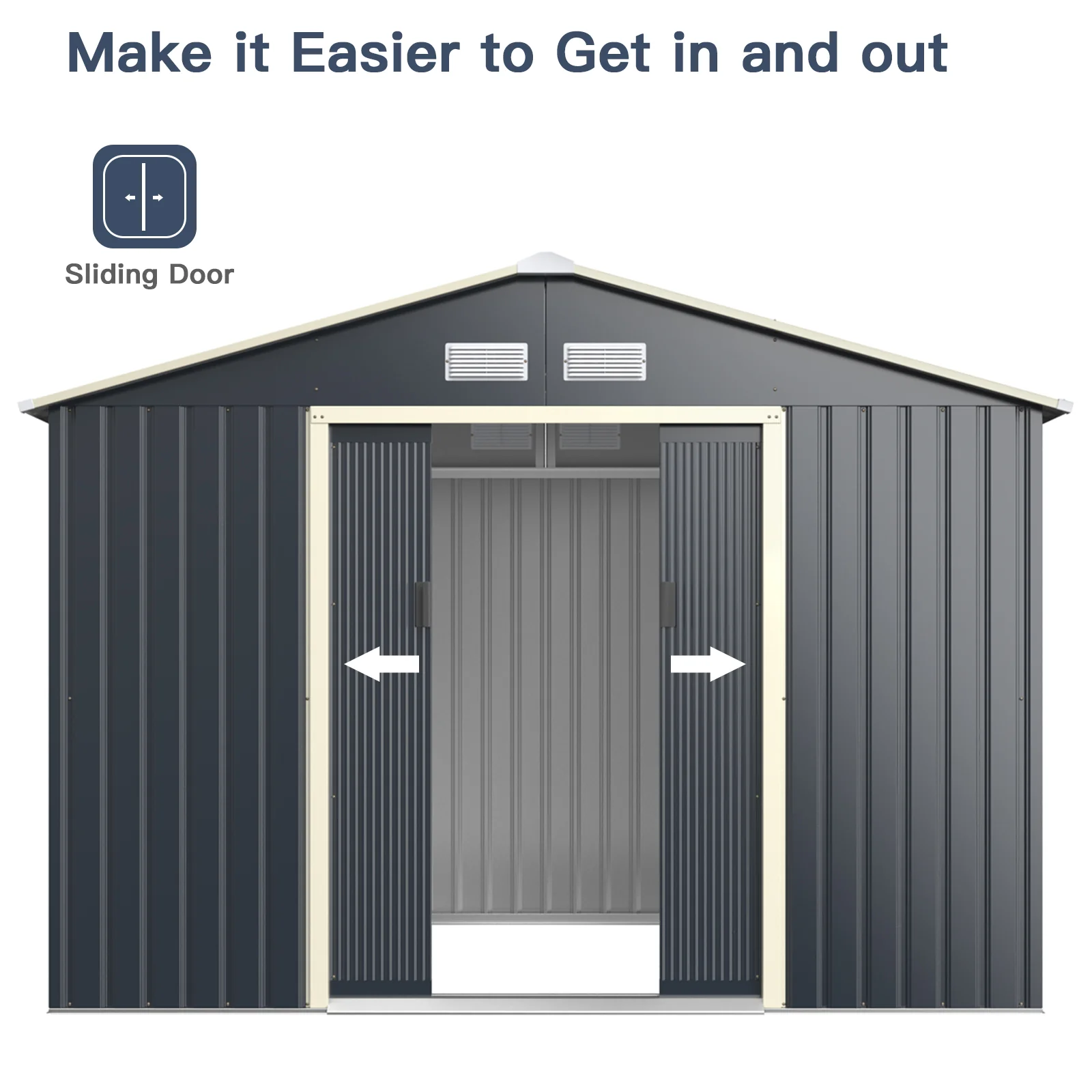Outdoor Storage Shed With 4 Vents And Double Sliding Door - Image 5