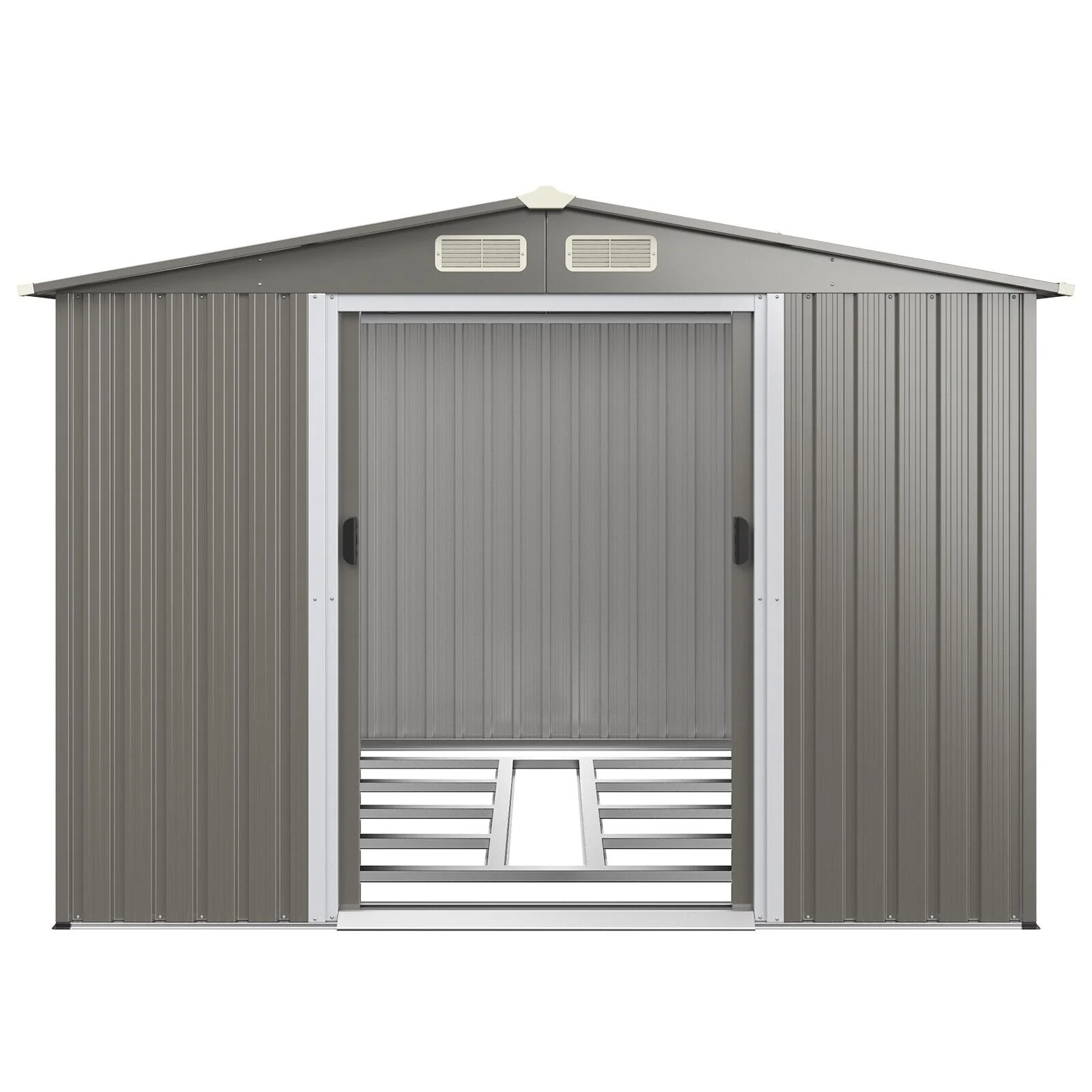 Outdoor Storage Shed With Foundation For Garden Yard-Light Grey - Image 8