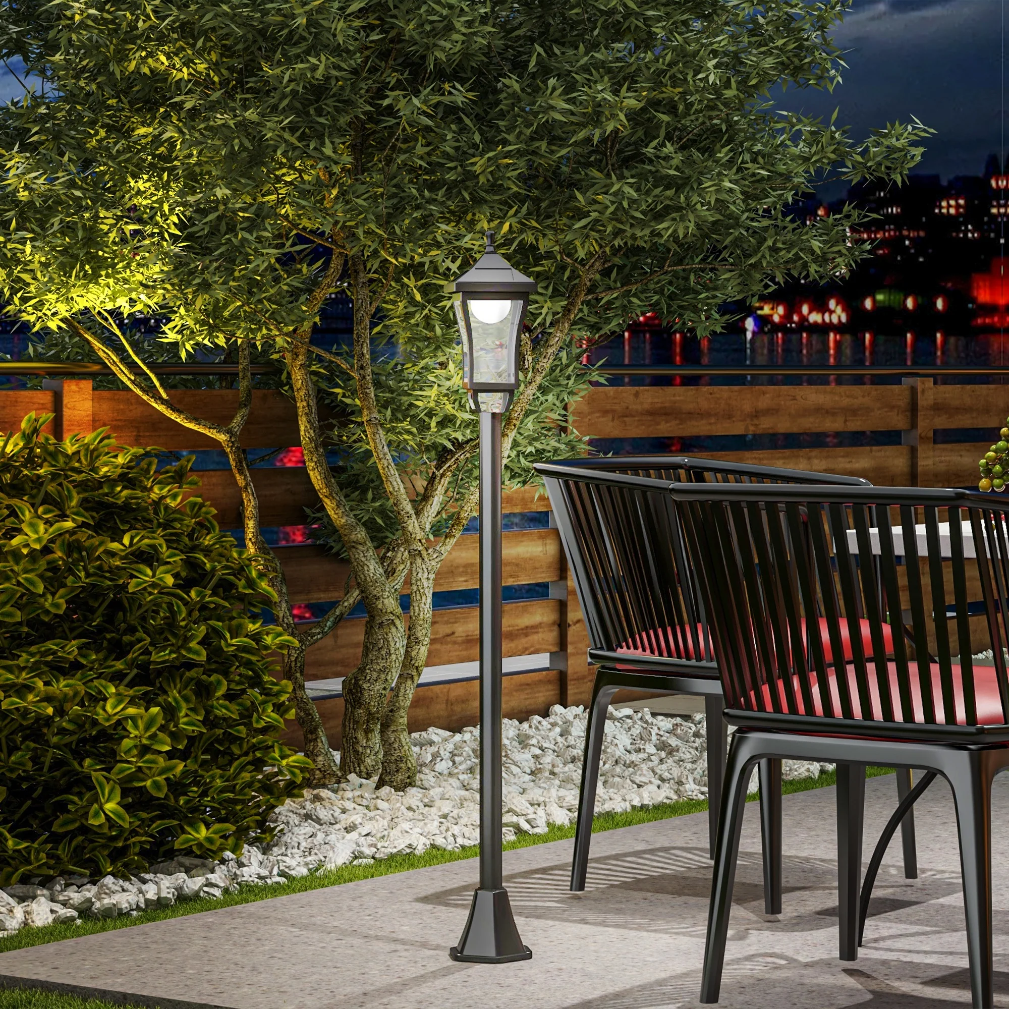 Outsunny 1.3 M LED Garden Lamp Post Light, Waterproof IP44, Cool White - Image 2