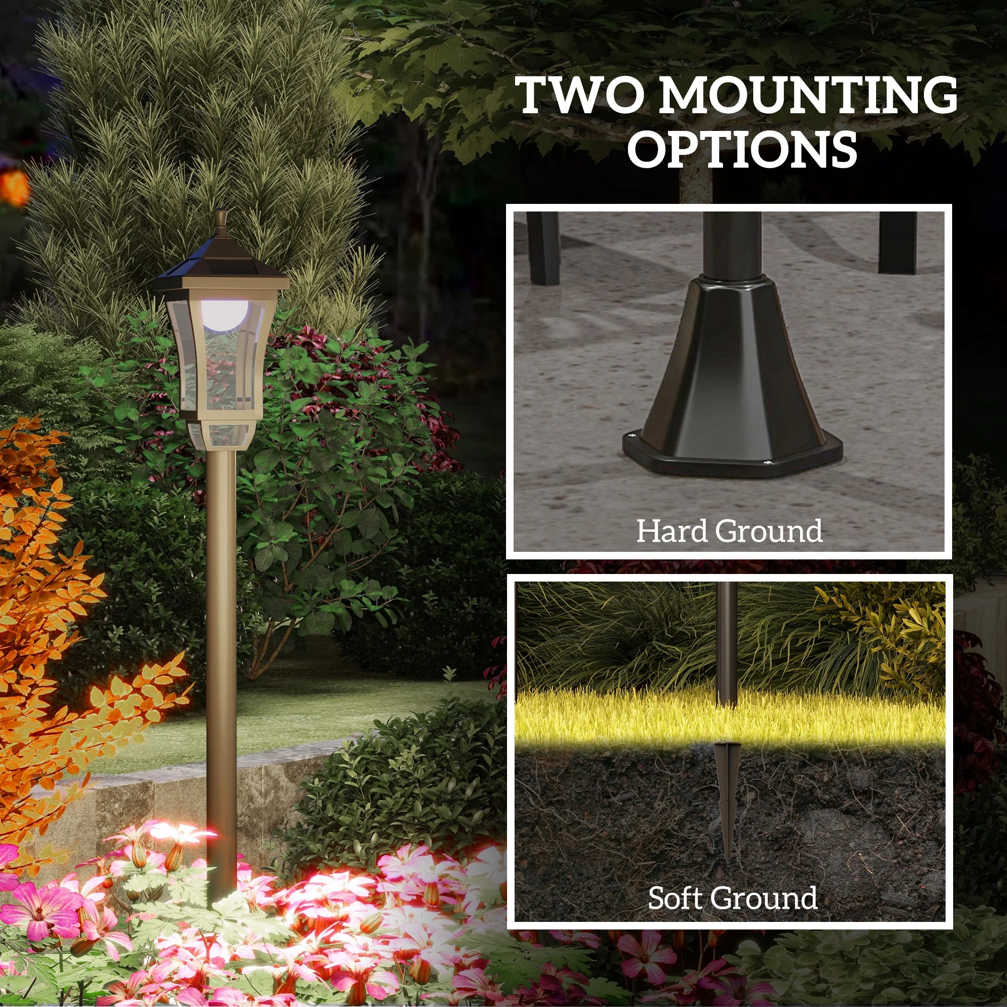 Outsunny 1.3 M LED Garden Lamp Post Light, Waterproof IP44, Cool White - Image 6