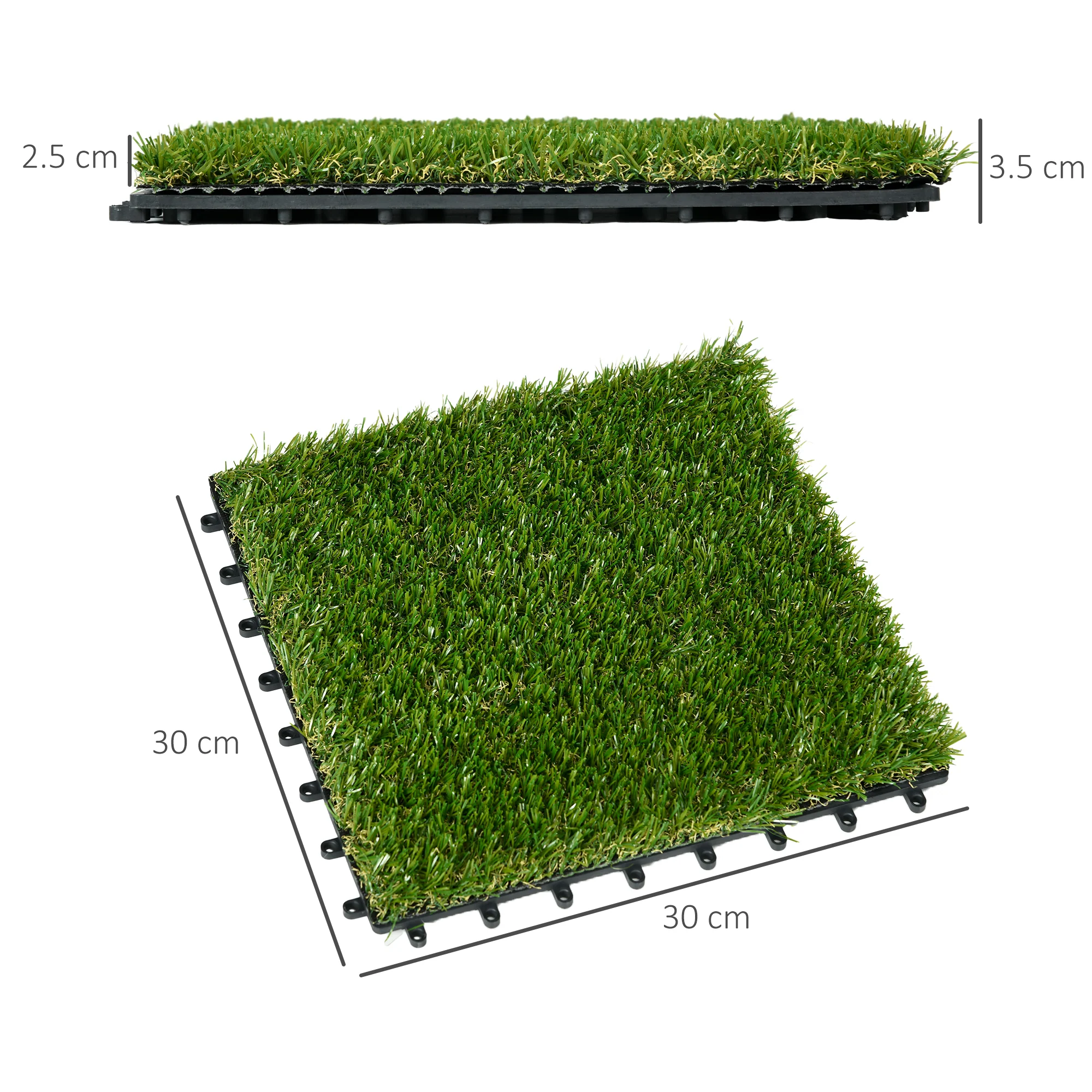 Outsunny 10 PCs 30 X 30cm Artificial Grass Turf Carpet With 25mm Pile Height - Image 5