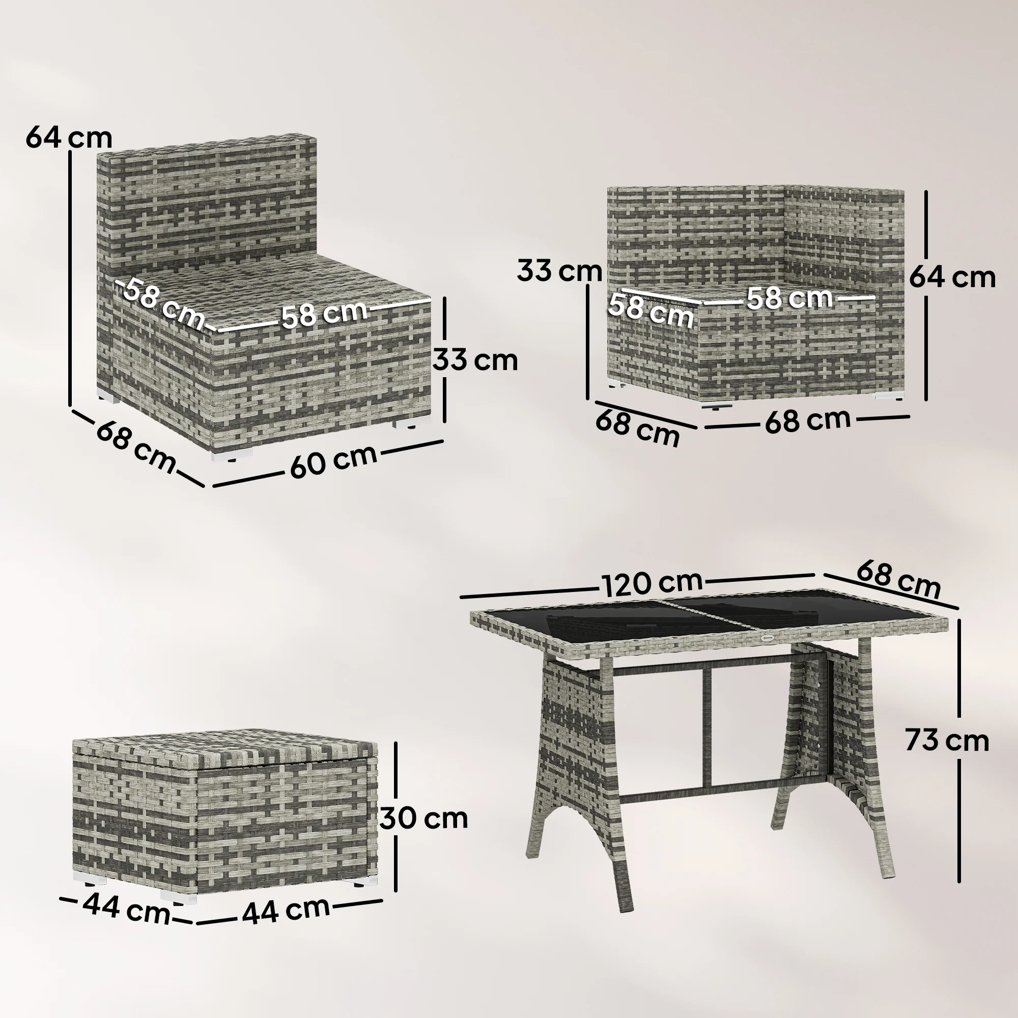 Outsunny 10 Piece Rattan Garden Furniture Set, Outdoor Patio Furniture - Image 3