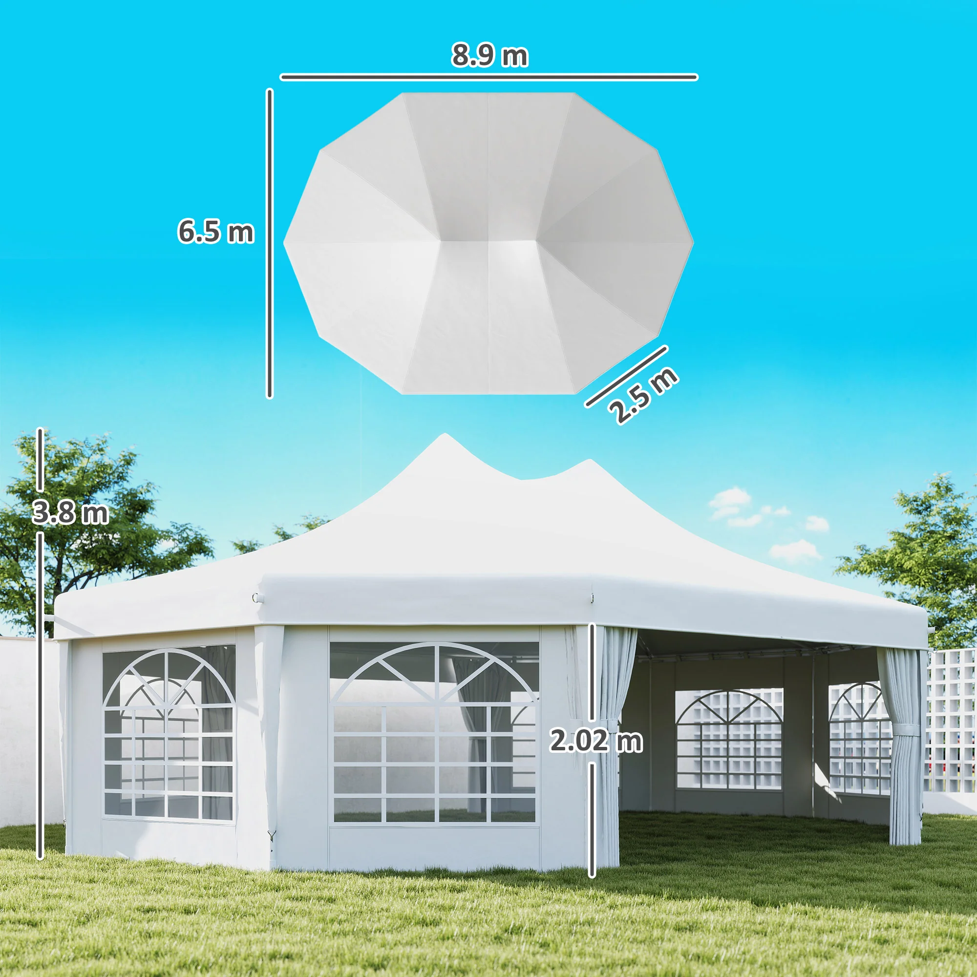 Outsunny 10 Sides Heavy Duty Tent Gazebo Outdoor Party Wedding Event Marquee - Image 5