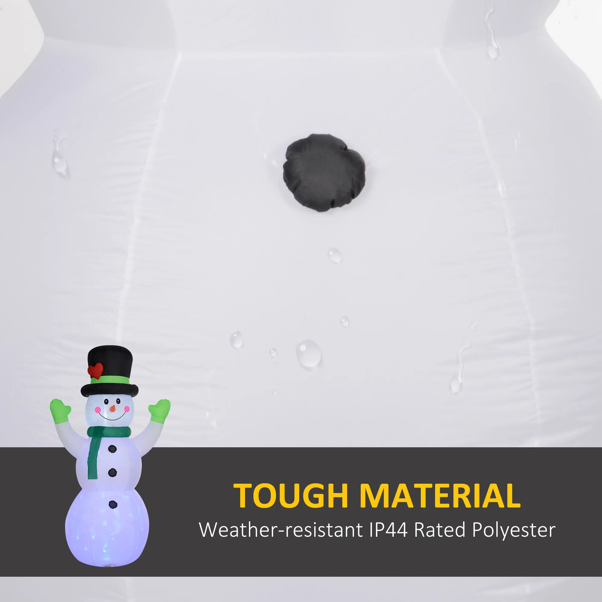 Outsunny 10ft Inflatable Snowman w/ Black Hat, Green Scarf for Garden Yard - Image 5