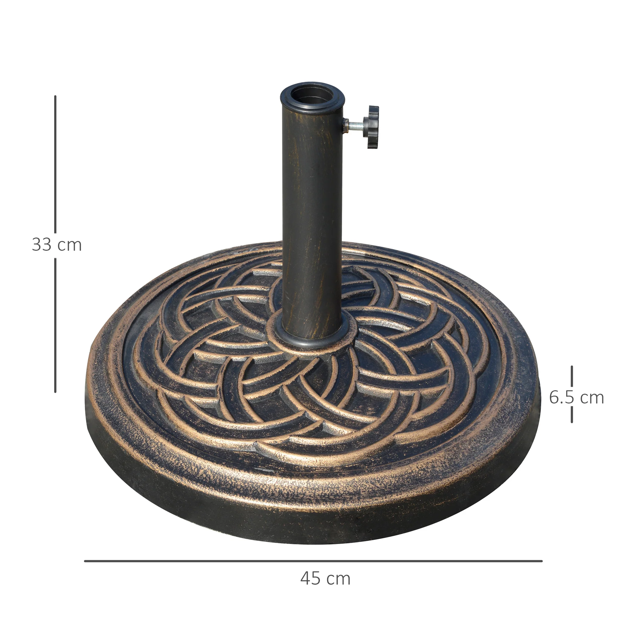 Outsunny 11.5kg Garden Parasol Base for 38mm or 48mm Umbrella Poles Bronze - Image 5