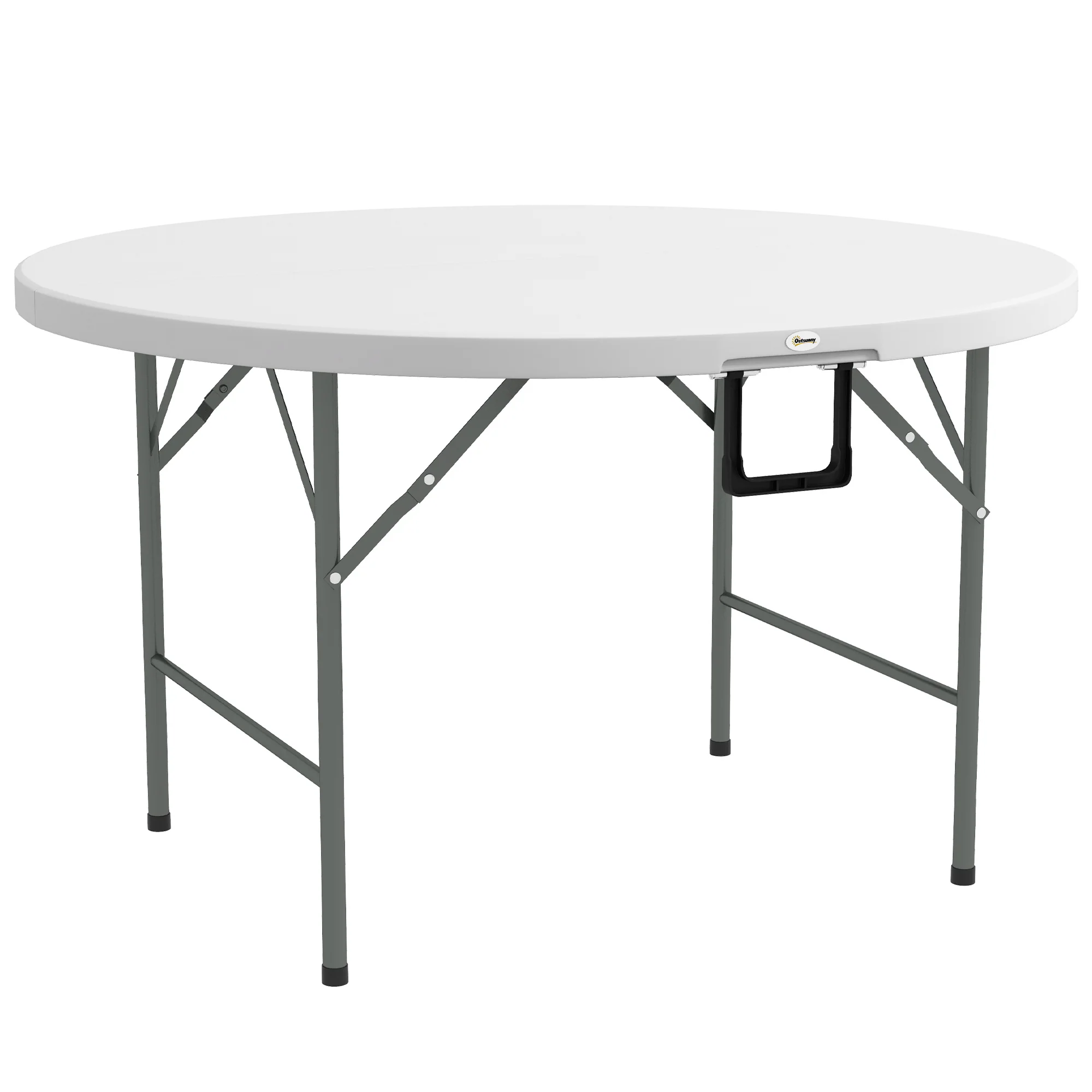 Outsunny Folding Garden Table HDPE Round Picnic Table for 6
