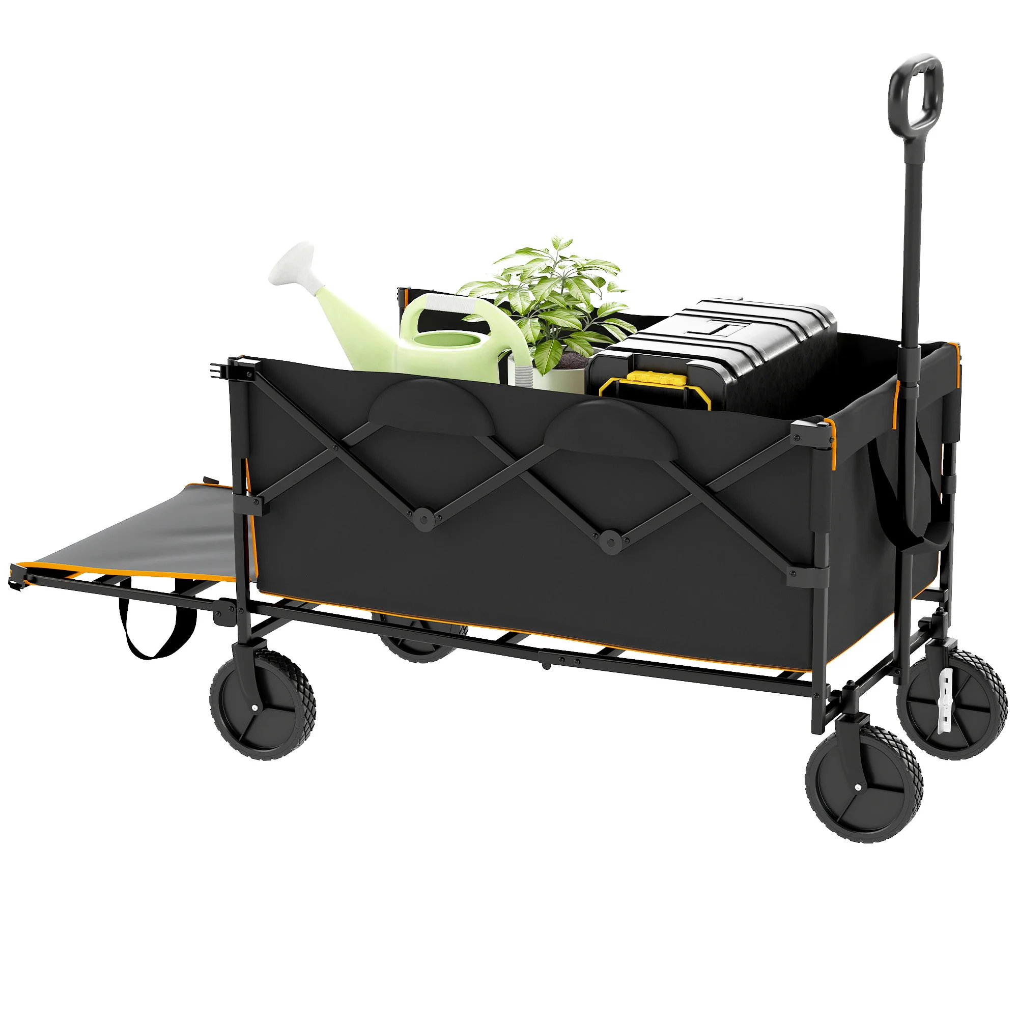 Outsunny 160L Folding Trolley Cart W/ Adjustable Handle - Image 10