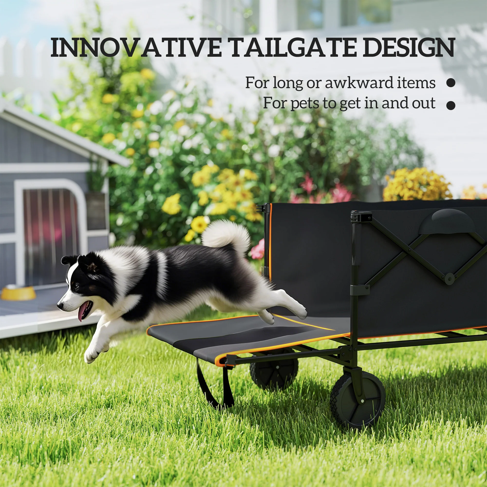 Outsunny 160L Folding Trolley Cart W/ Adjustable Handle - Image 15