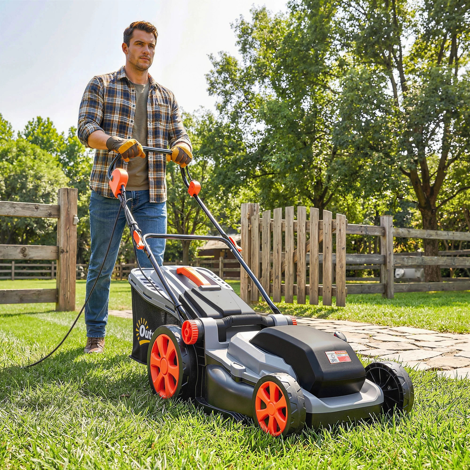 Outsunny 1800W Electric Lawnmower with 40cm Cutting Width, Mulching Feature - Image 2