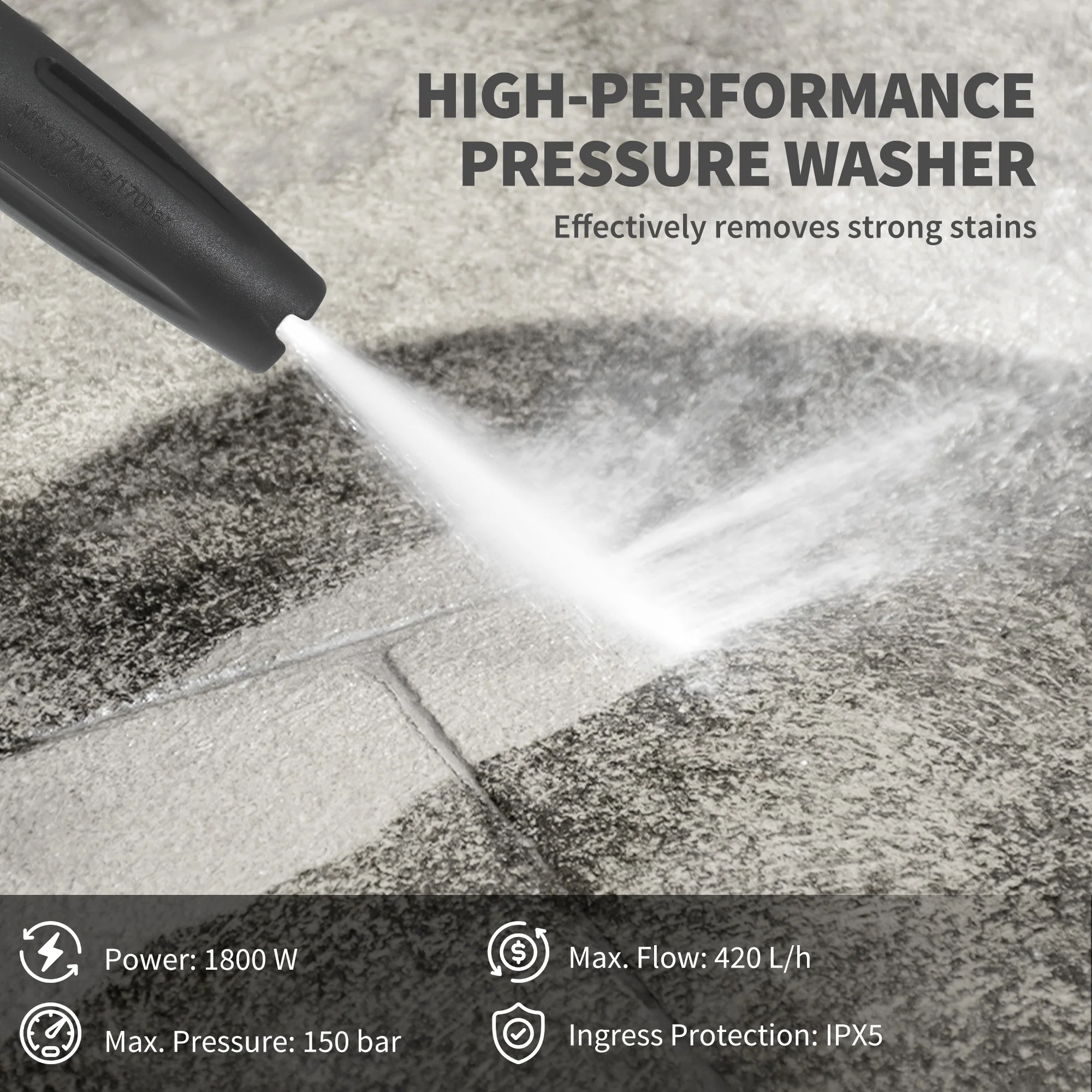 Outsunny 1800W Power Washer 150 Bar Pressure 6M Hose And Hose Reel - Image 21