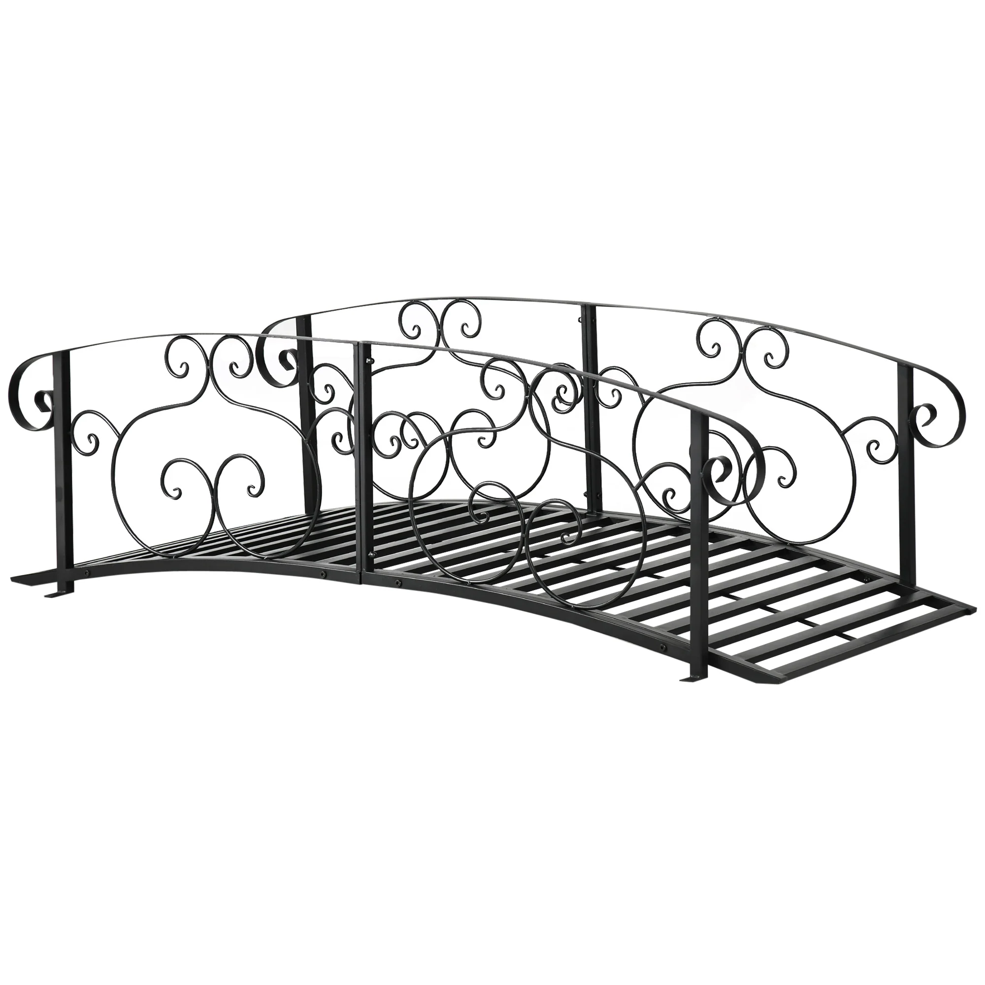 Outsunny 184cm Metal Arch Garden Garden Bridge, Black
