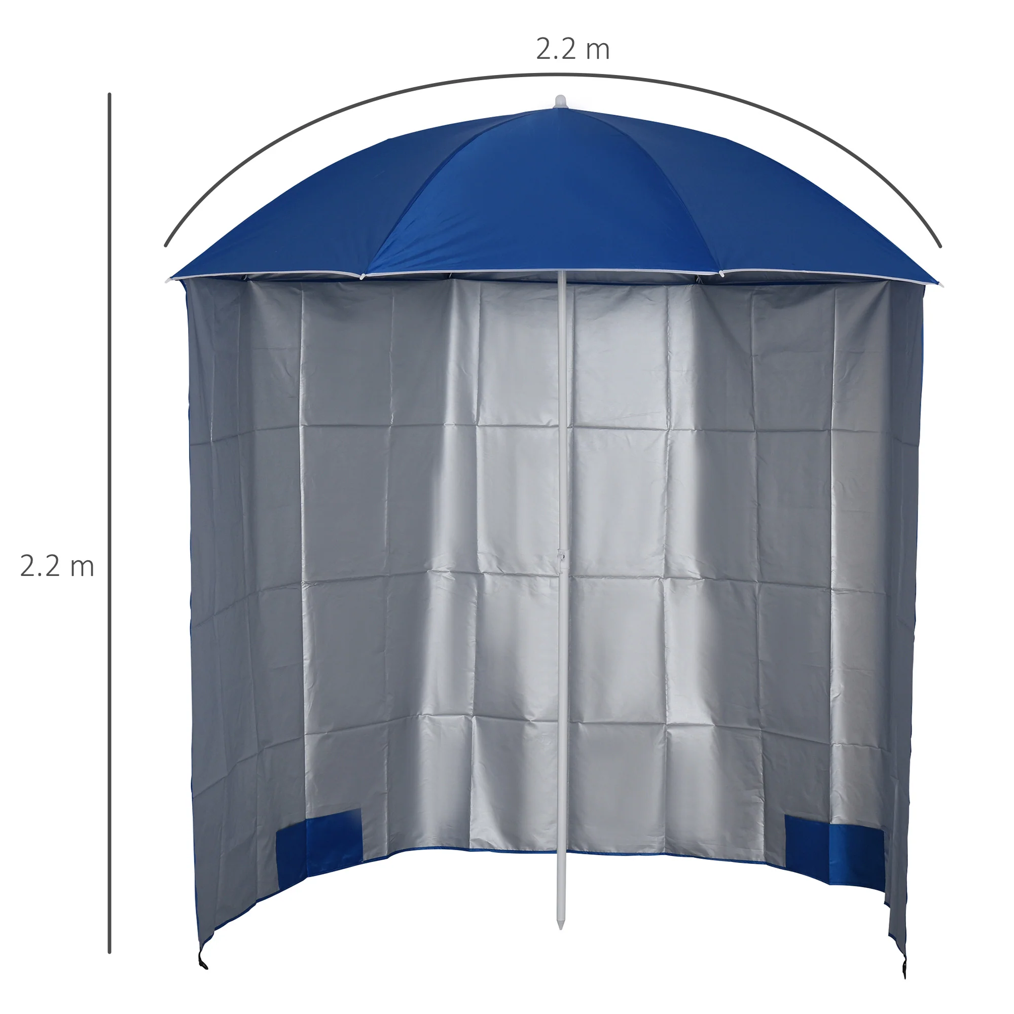 Outsunny 2.2M Outdoor Parasol Fishing Umbrella Beach Sun Shelter w/ Carry Bag - Image 5