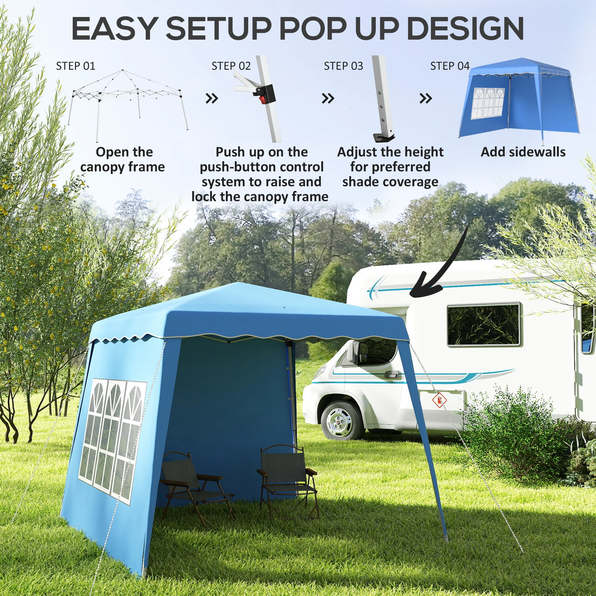 Outsunny 2.4 X 2.4m UV50+ Pop Up Gazebo Canopy Tent With Carry Bag - Image 13