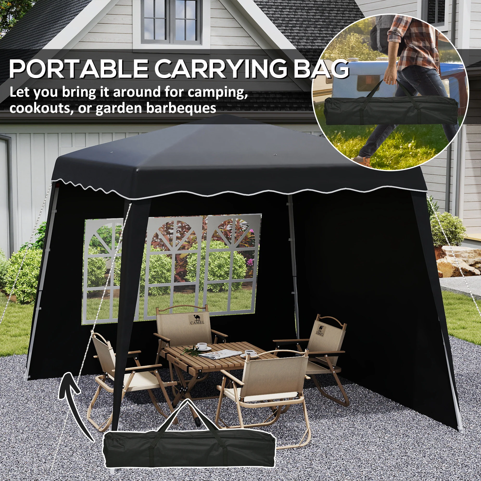 Outsunny 2.4 X 2.4m UV50+ Pop Up Gazebo Canopy Tent With Carry Bag - Image 8