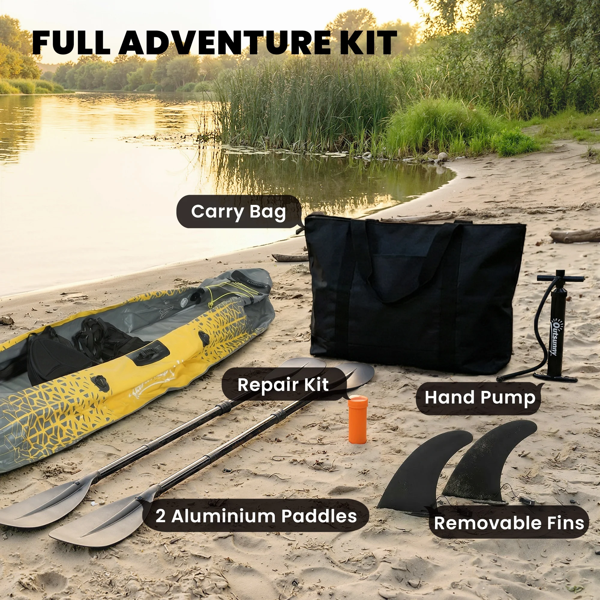 Outsunny 2.5' Inflatable Kayak 2-person Sit on Canoe with Paddles Grey - Image 8