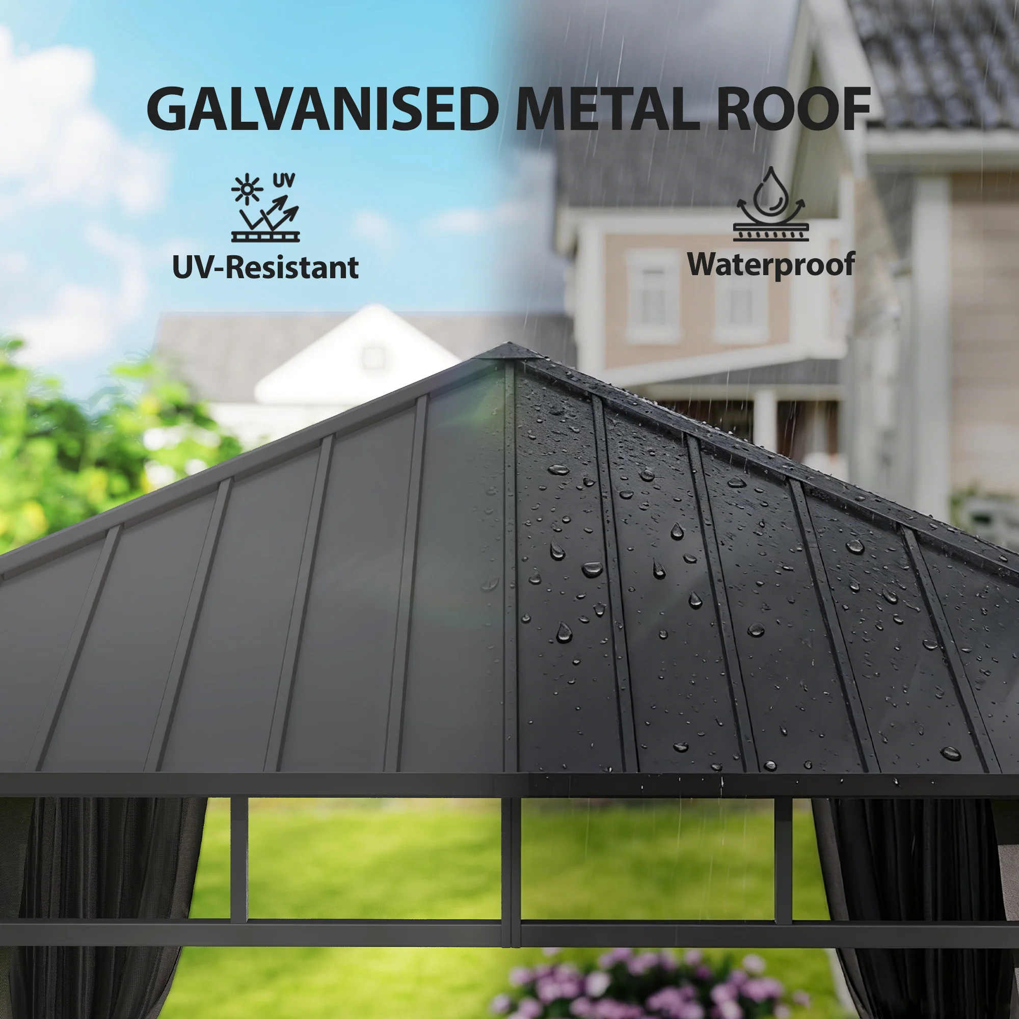 Outsunny 2.5 X 2.5 M Hardtop Gazebo With Galvanised Steel Roof And Sides - Image 4