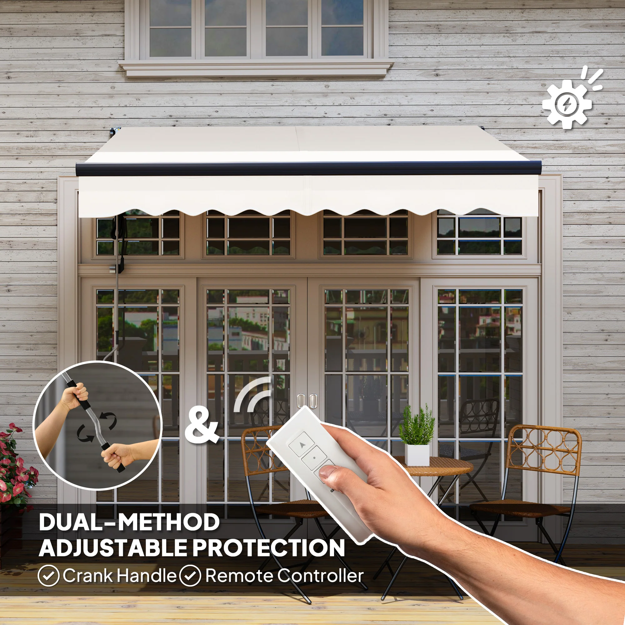 Outsunny 2.5 x 2m Electric Retractable Awning w/ Aluminium Frame - Image 3