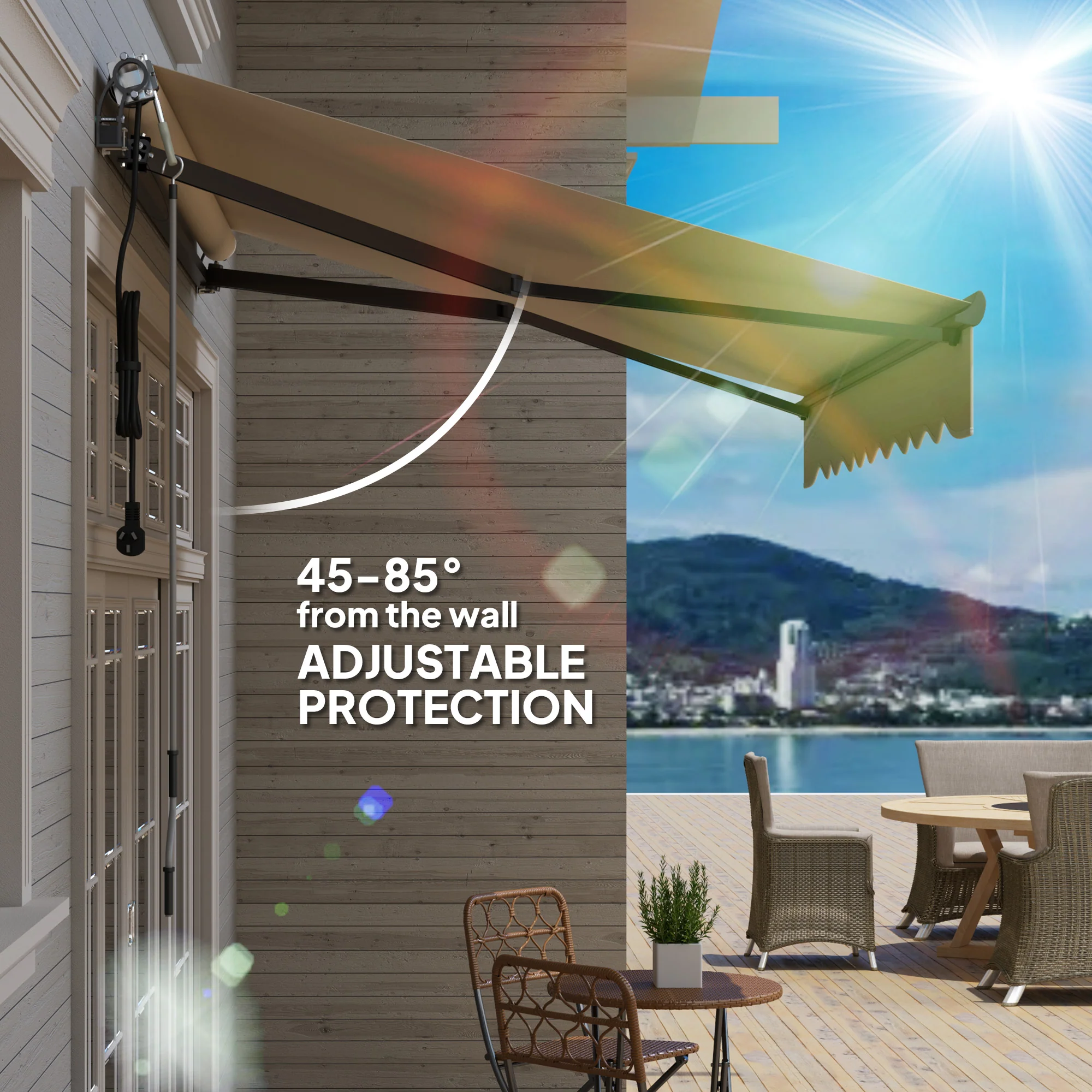 Outsunny 2.5 x 2m Electric Retractable Awning w/ Aluminium Frame - Image 6