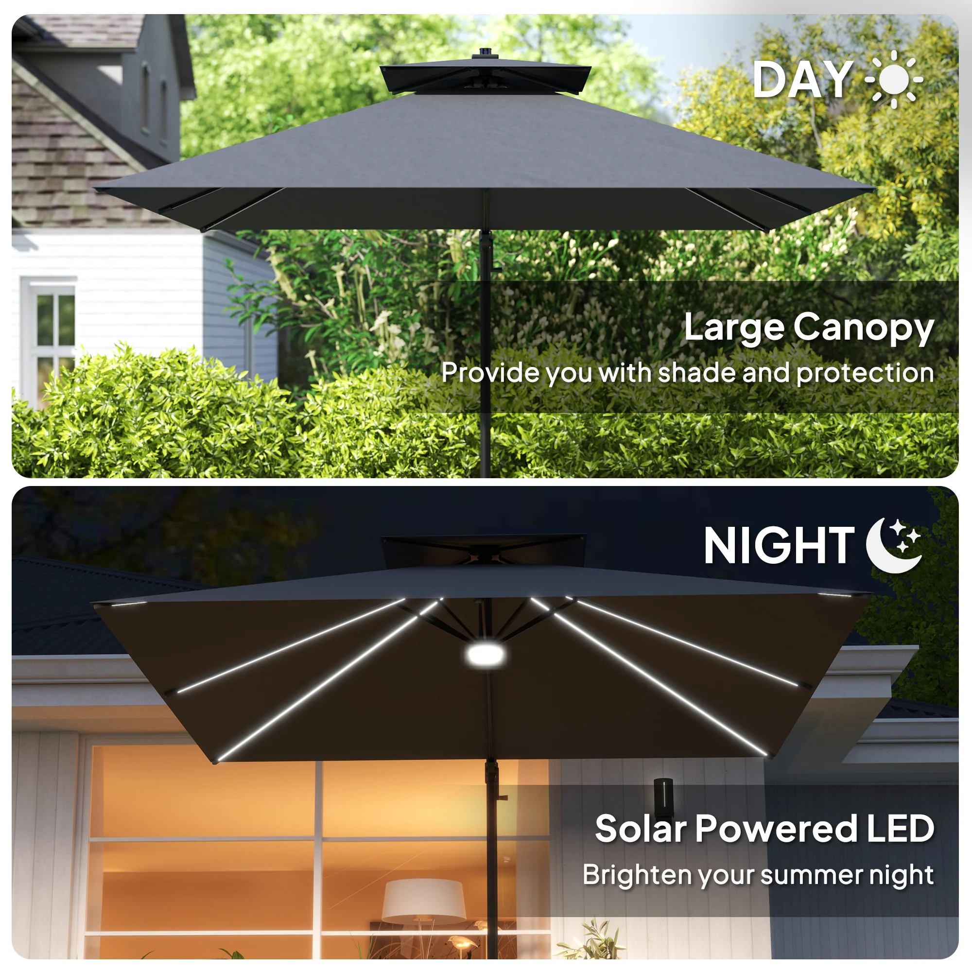 Outsunny 2.5m Cantilever Parasol, Garden Parasol With Lights - Image 4