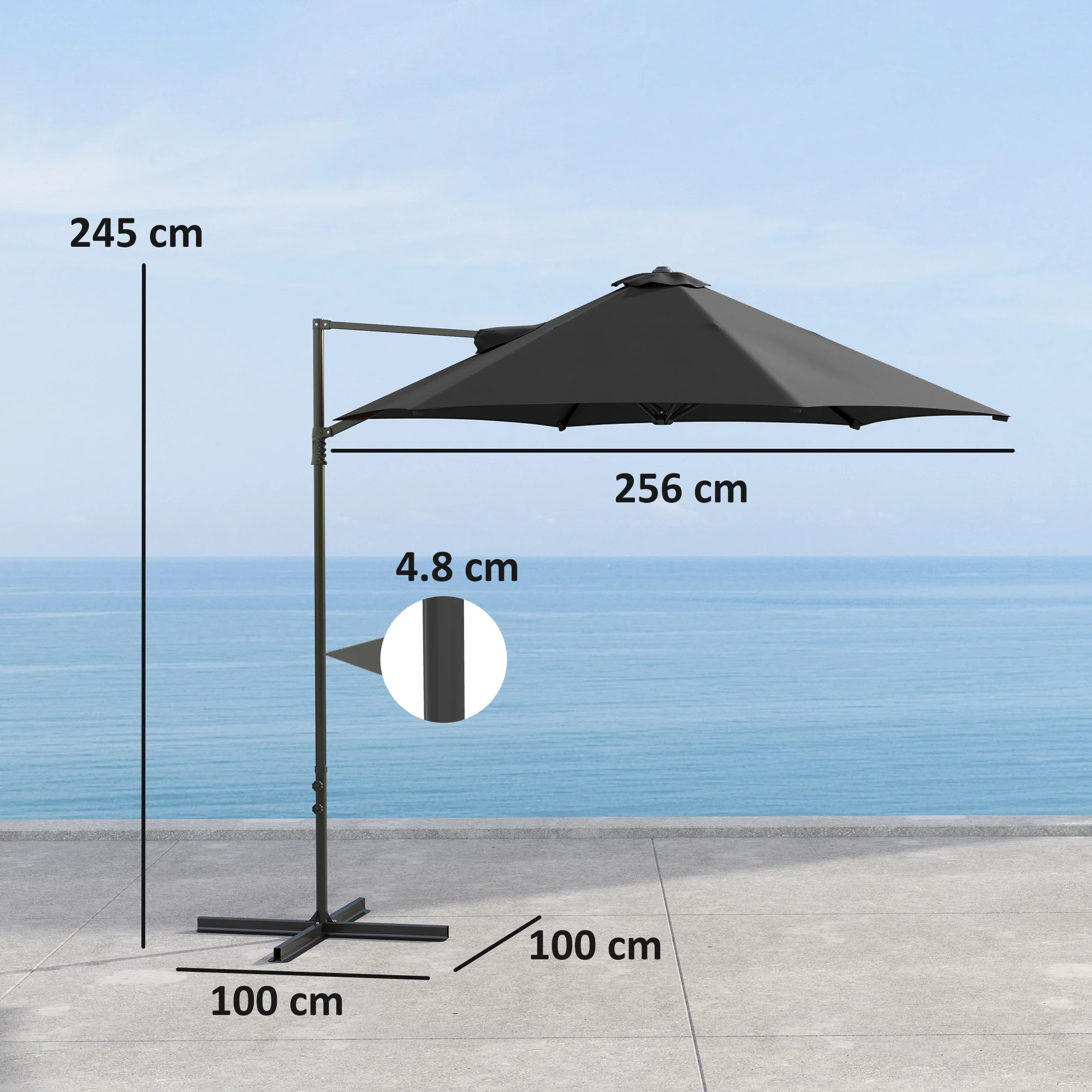 Outsunny 2.5M Offset Roma Patio Umbrella W/ 360° Rotation - Image 5