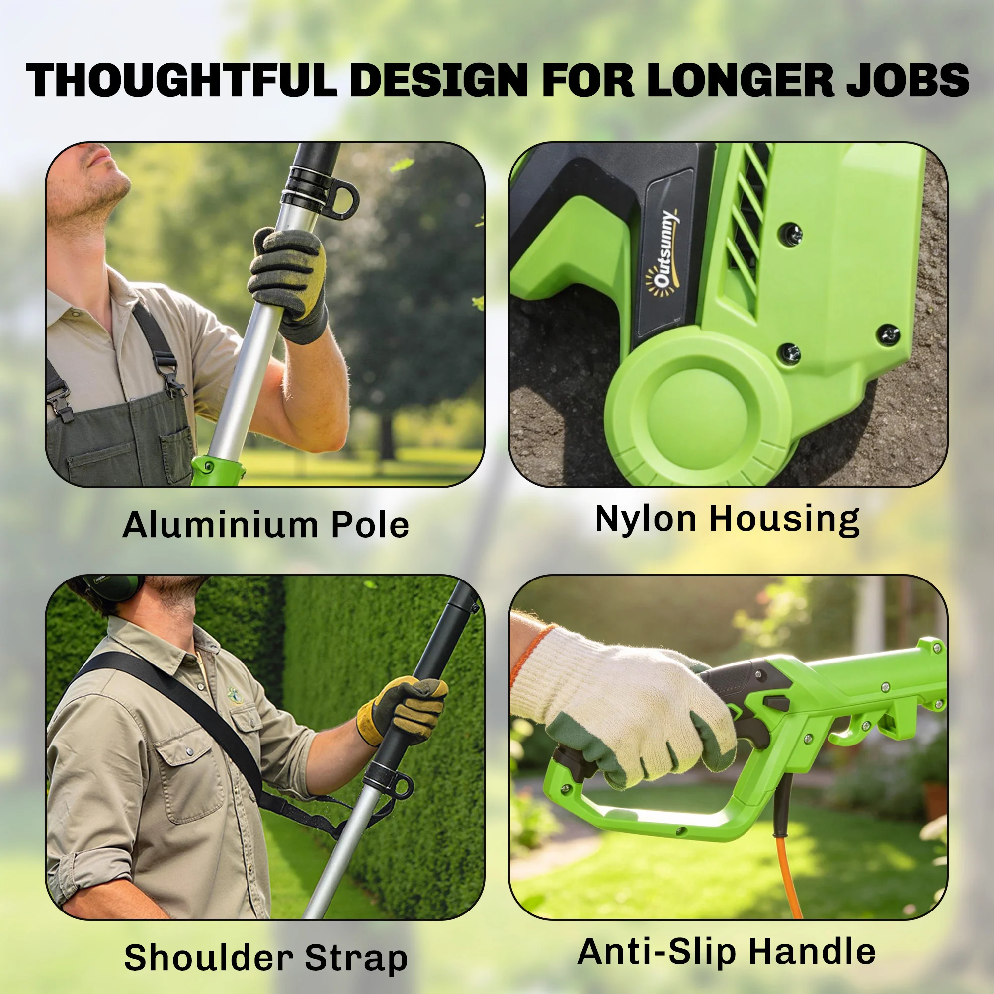 Outsunny 2.6m Corded Extendable Hedge Trimmer with 90 Adjustable Head - Image 8