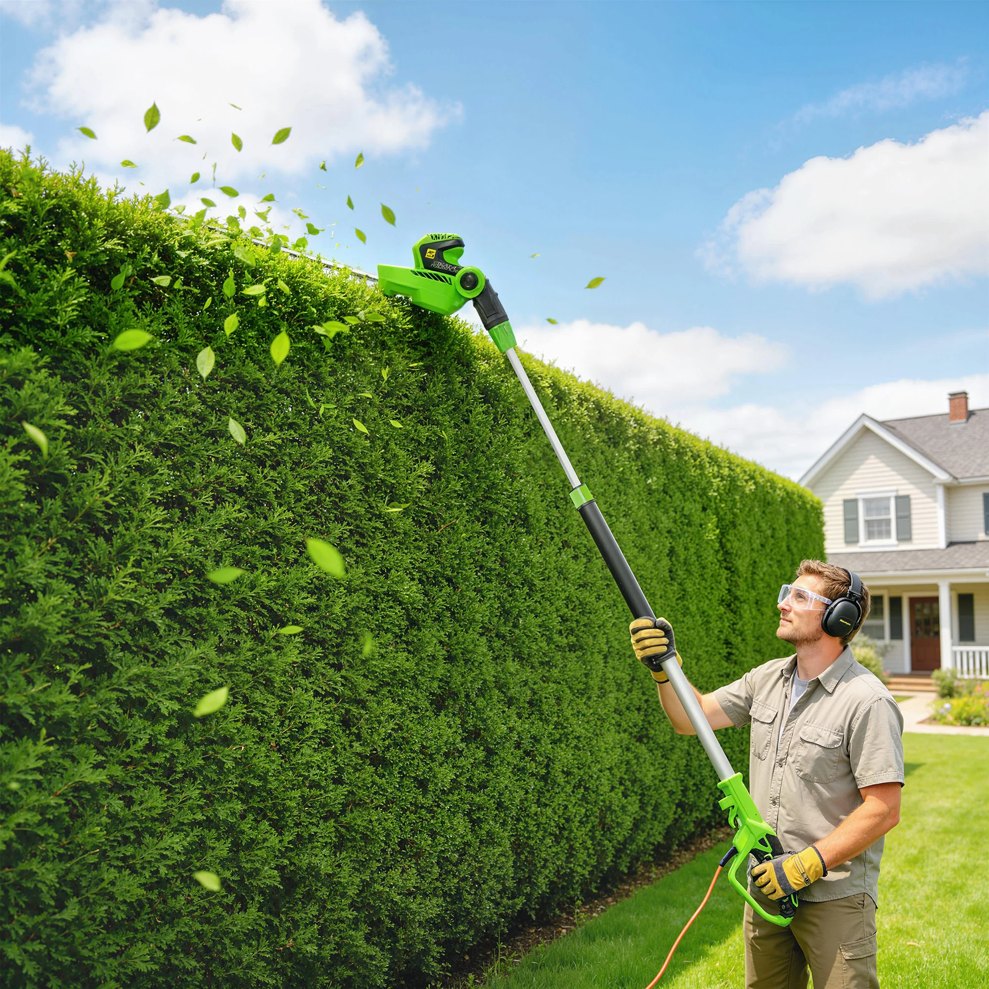 Outsunny 2.6m Corded Extendable Hedge Trimmer with 90 Adjustable Head - Image 9