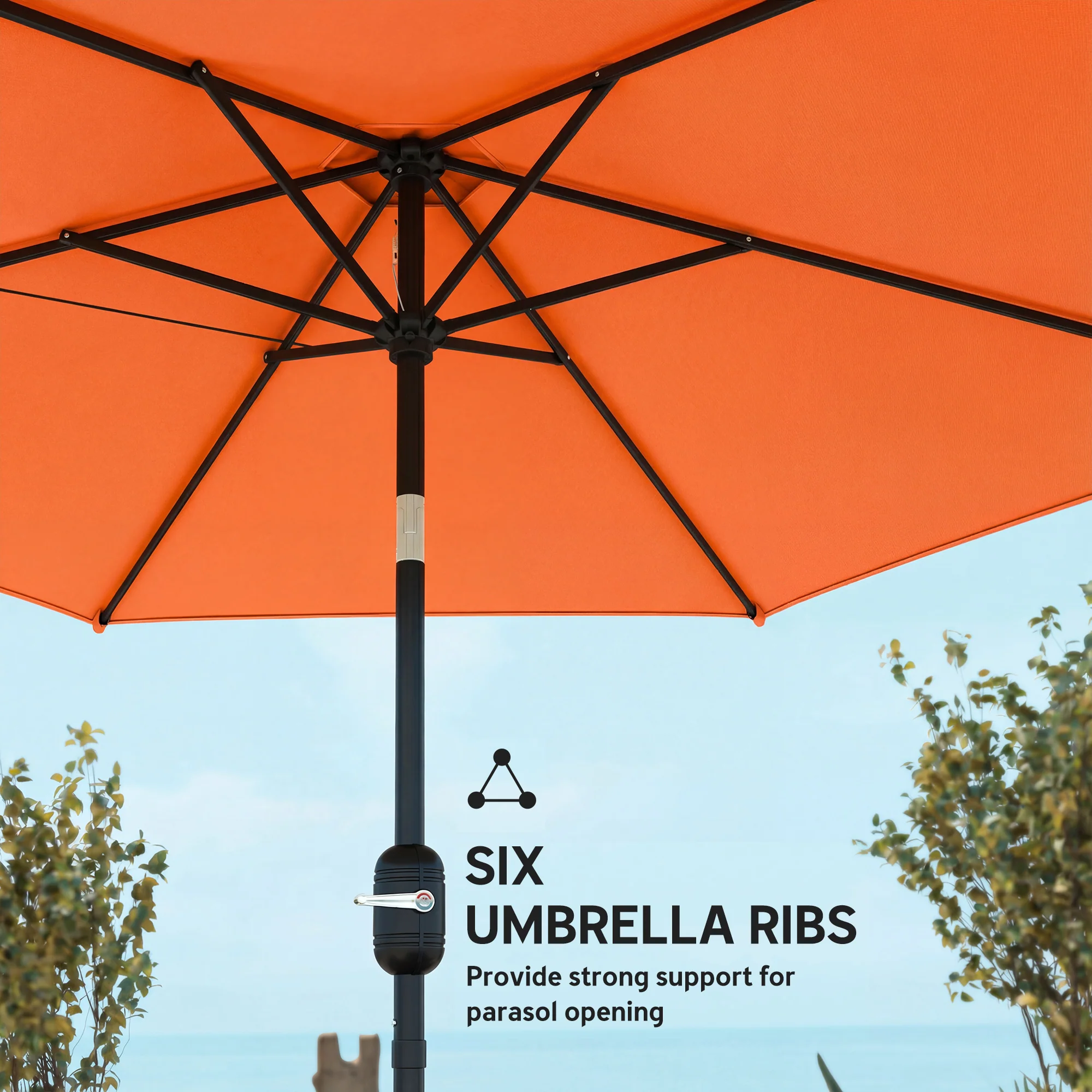 Outsunny 2.6M Garden Parasol Umbrella With Aluminium Pole, Tilt, Crank - Image 8