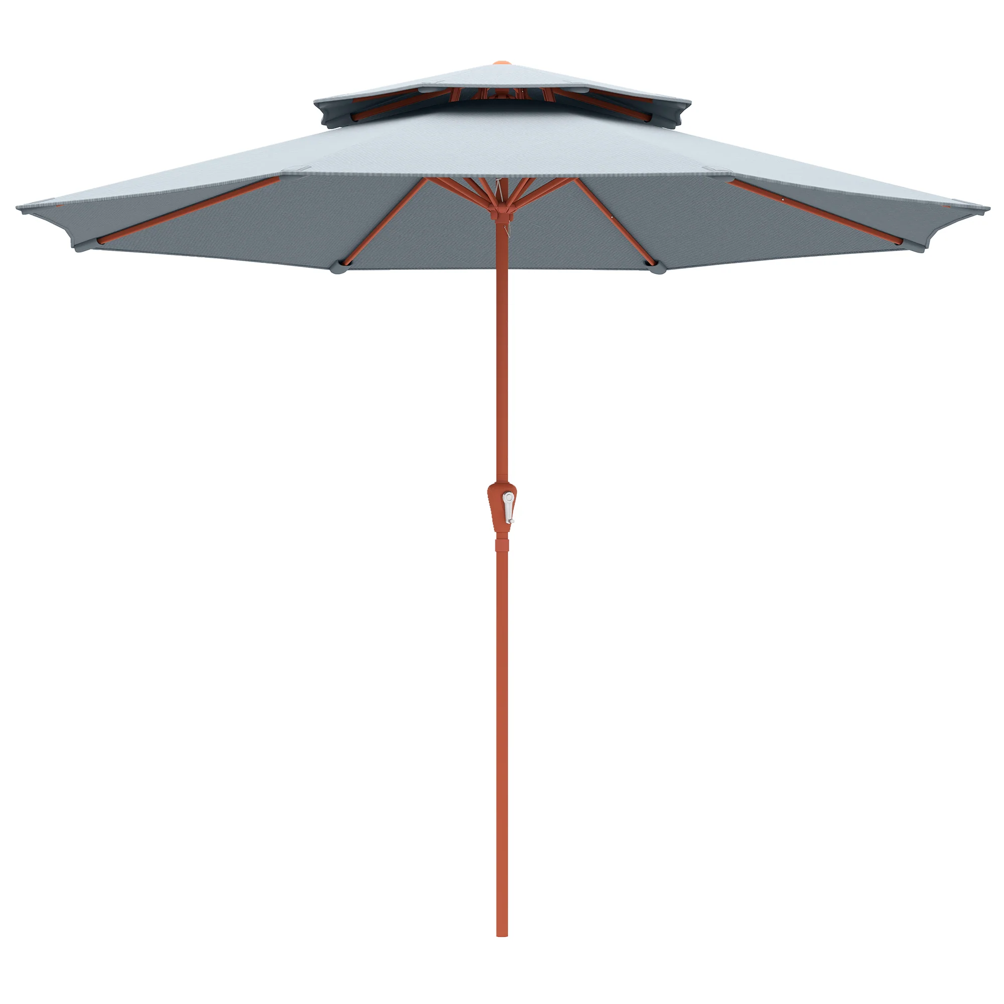Outsunny 2.7 M Garden Parasol With Double Top, Light Grey