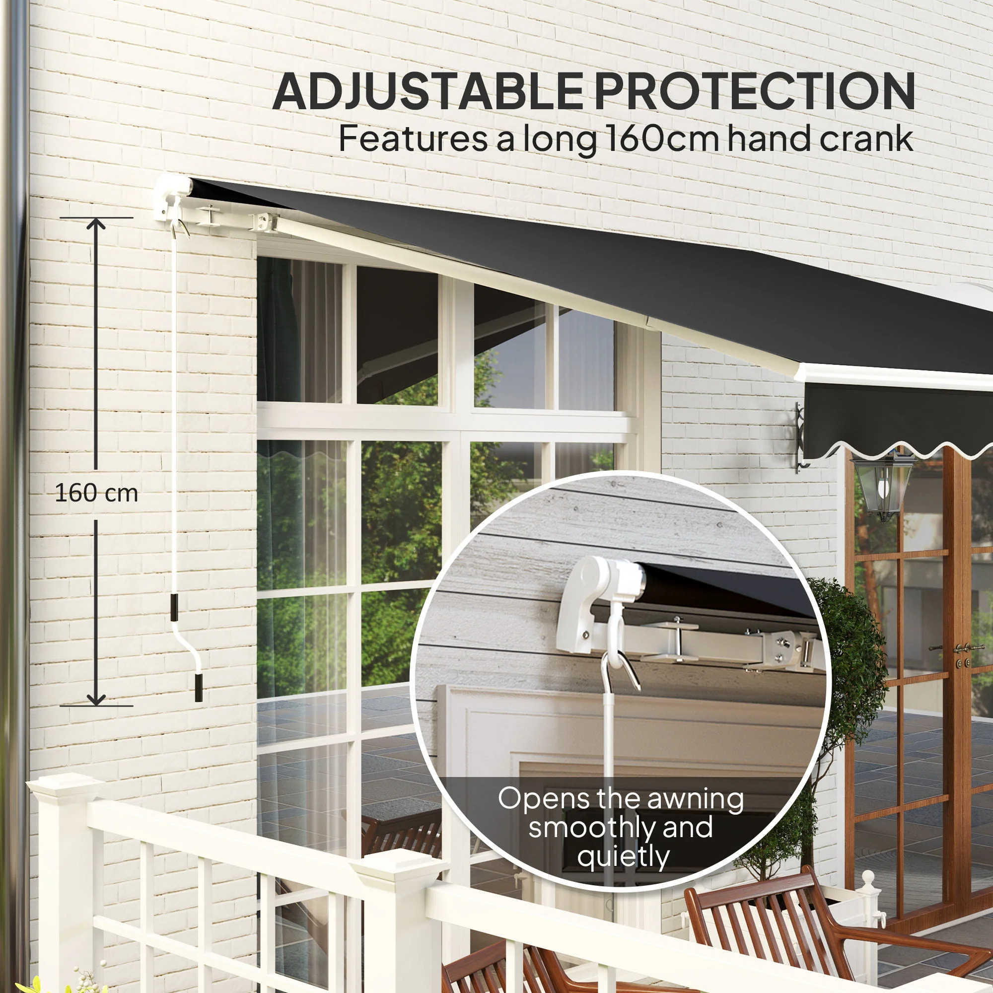 Outsunny 2.95 x 2.5m Canopy Sun Shade Shelter with Crank Handle - Image 6