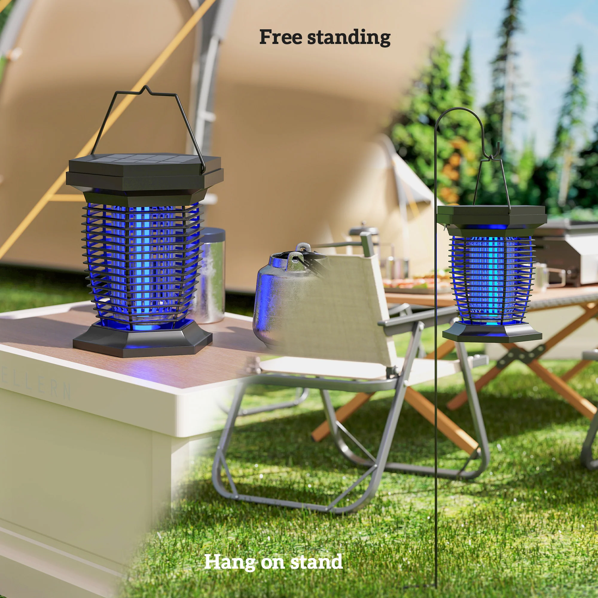 Outsunny 2-in-1 Electric Fly Zapper with UVA Light, Hanging Garden Lantern - Image 6