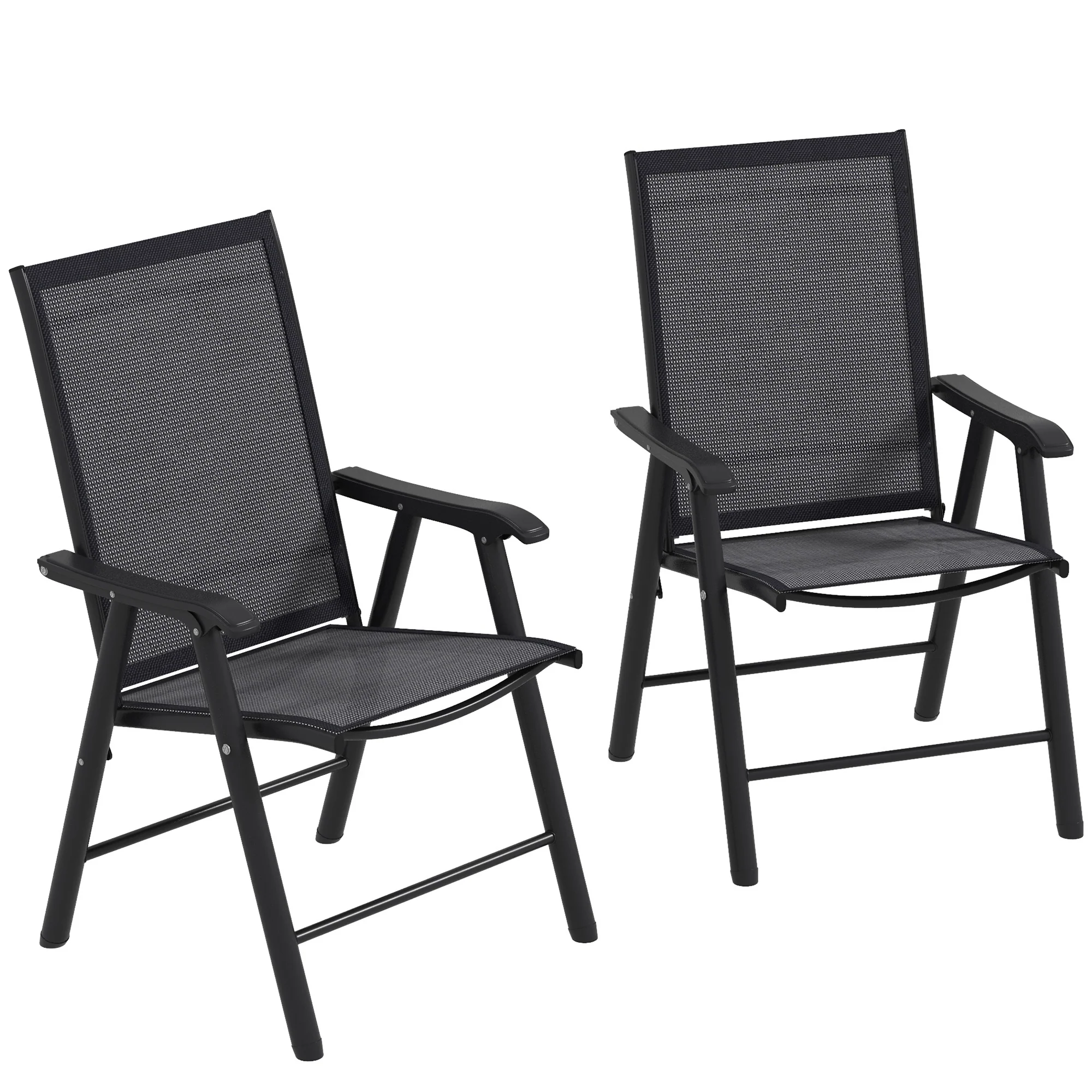 Outsunny 2-PCS Garden Armchairs Outdoor Patio Folding Modern Furniture Grey