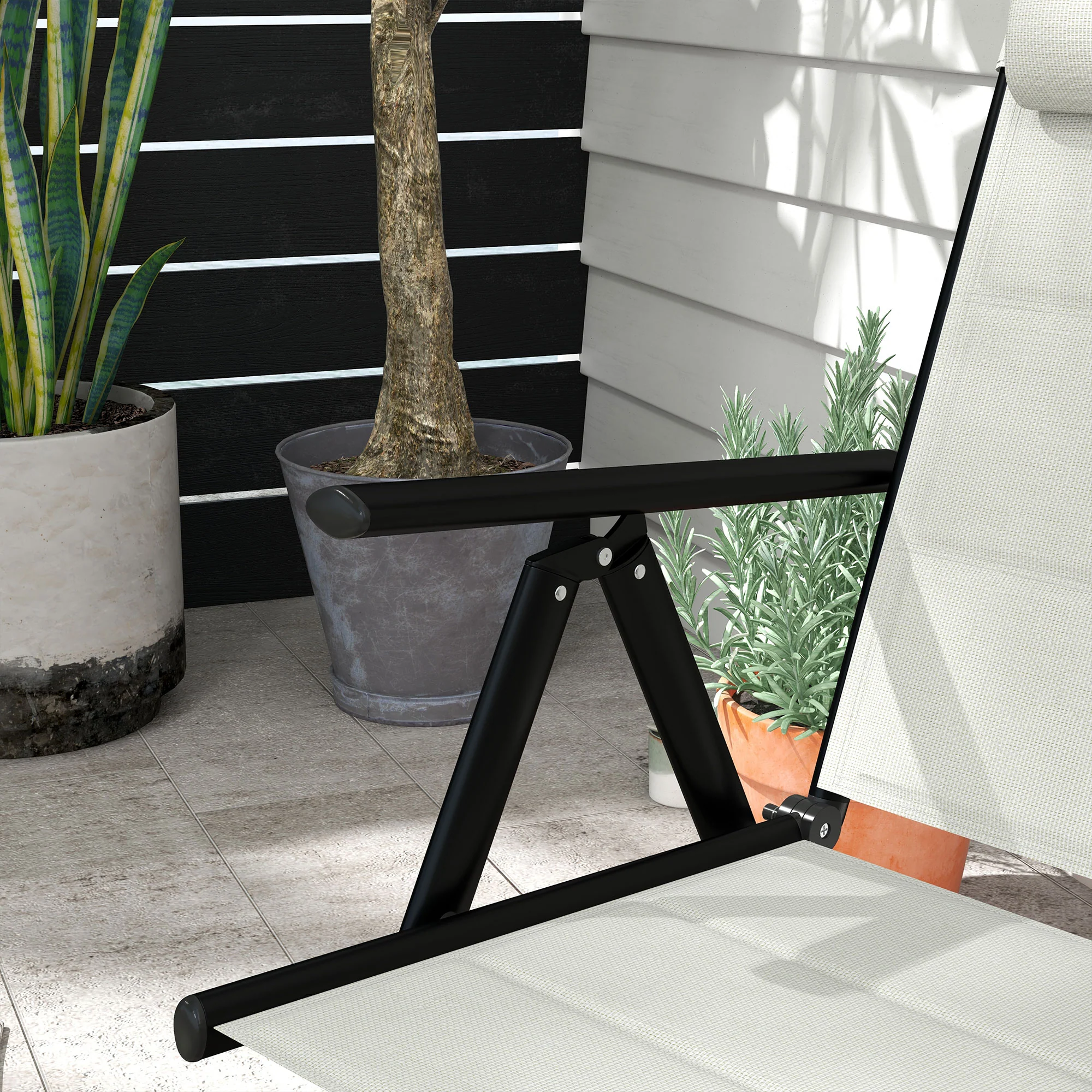 Outsunny 2 PCS Outdoor Folding Chairs, Dining Chairs w/ Padded Filling, Grey - Image 7
