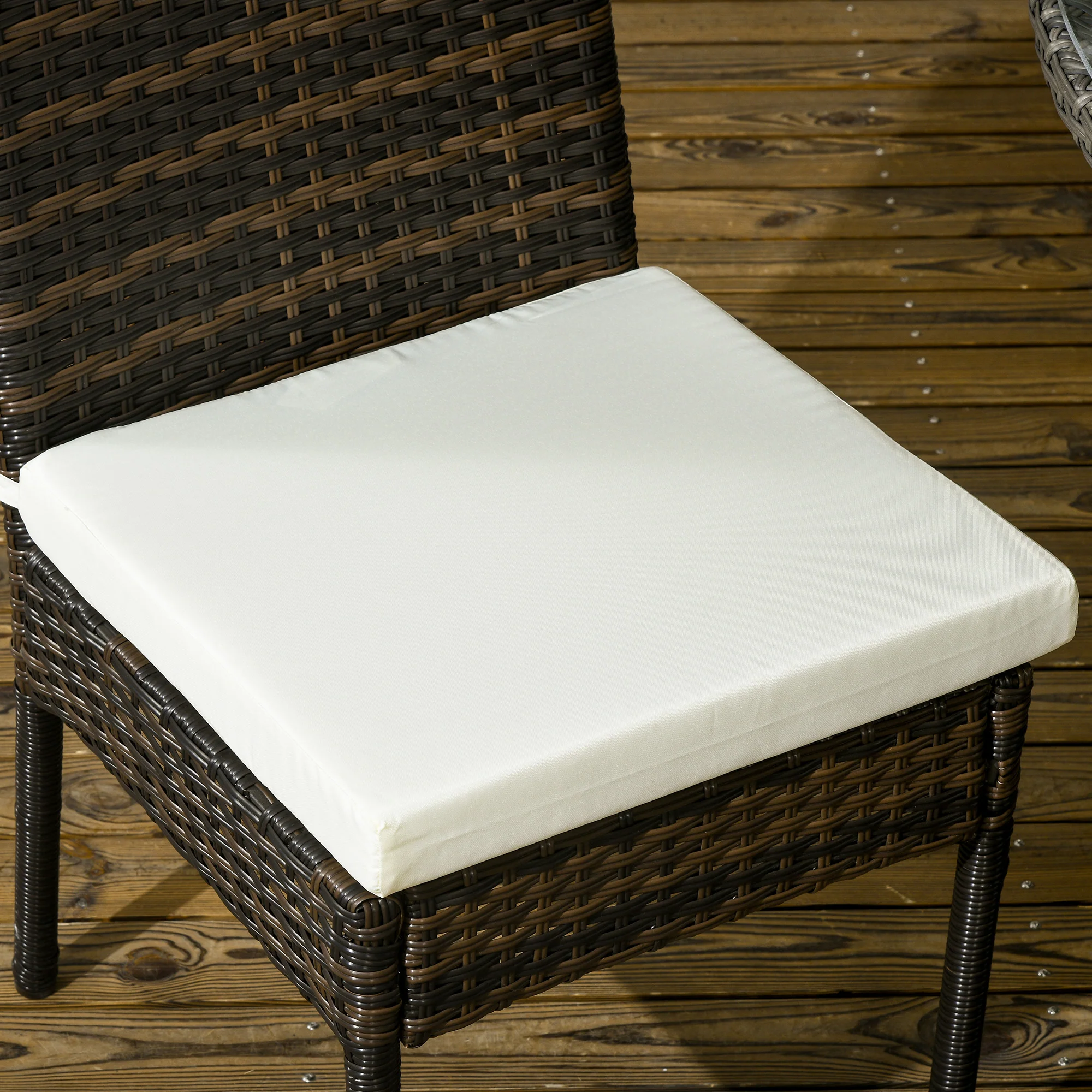 Outsunny 2 PCs Rattan Garden Chairs with Cushion, Wicker Dining Chairs, Brown - Image 9