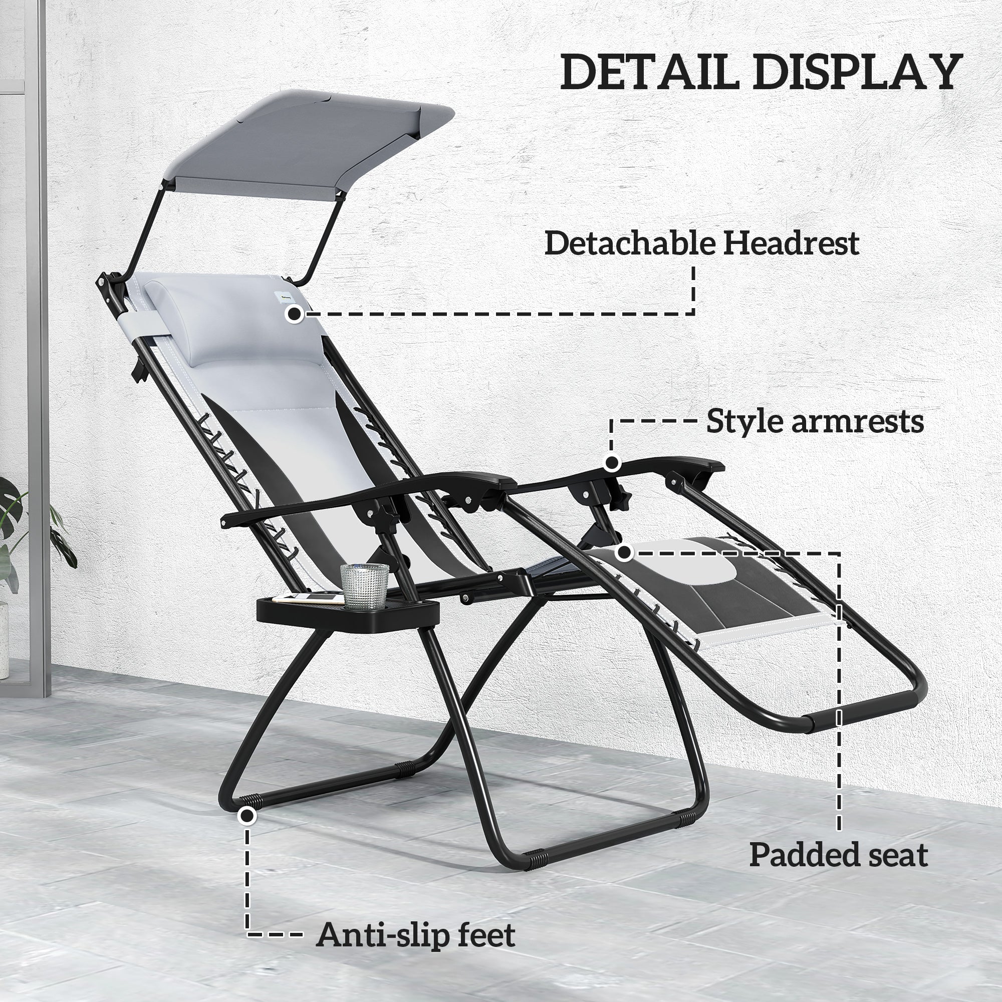 Outsunny 2 Pcs Zero Gravity Lounger Chair, Folding Reclining Chair - Image 40