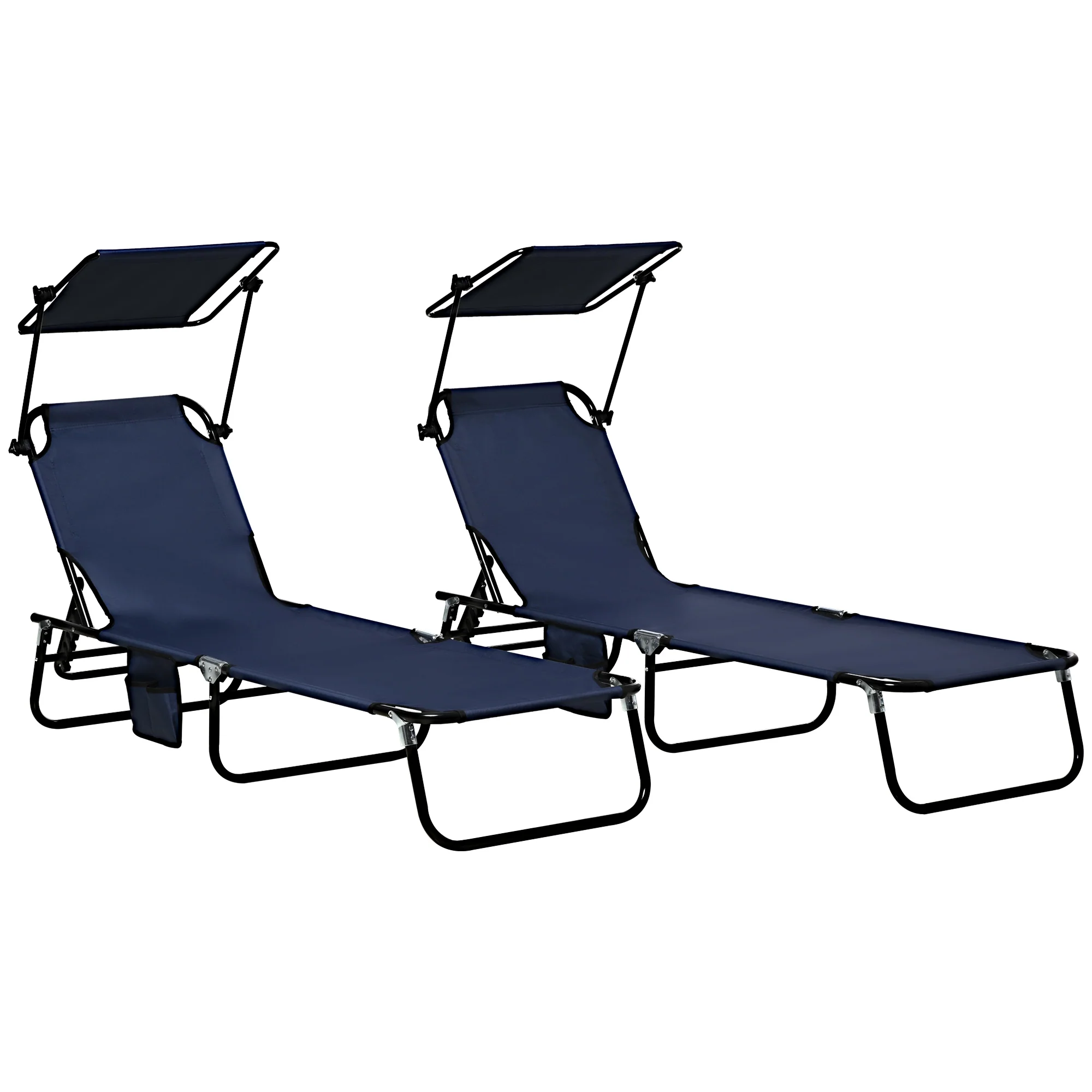Outsunny 2 Piece Folding Sun Loungers with Adjustable Backrest, Tan Brown - Image 19