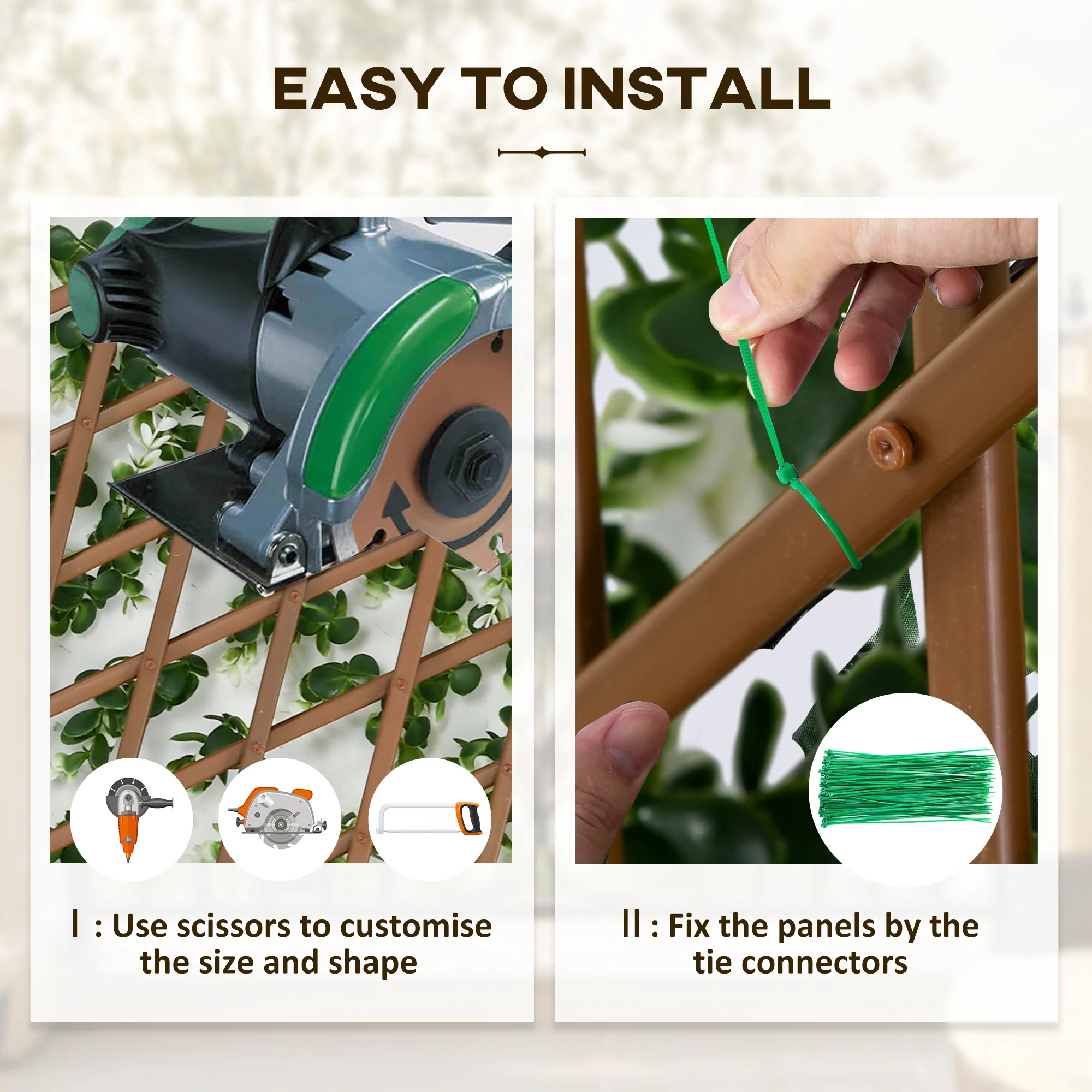 Outsunny 2 Pieces Decorative Trellis with Artificial Leaves, 2m x 1m, Eucalyptus - Image 7