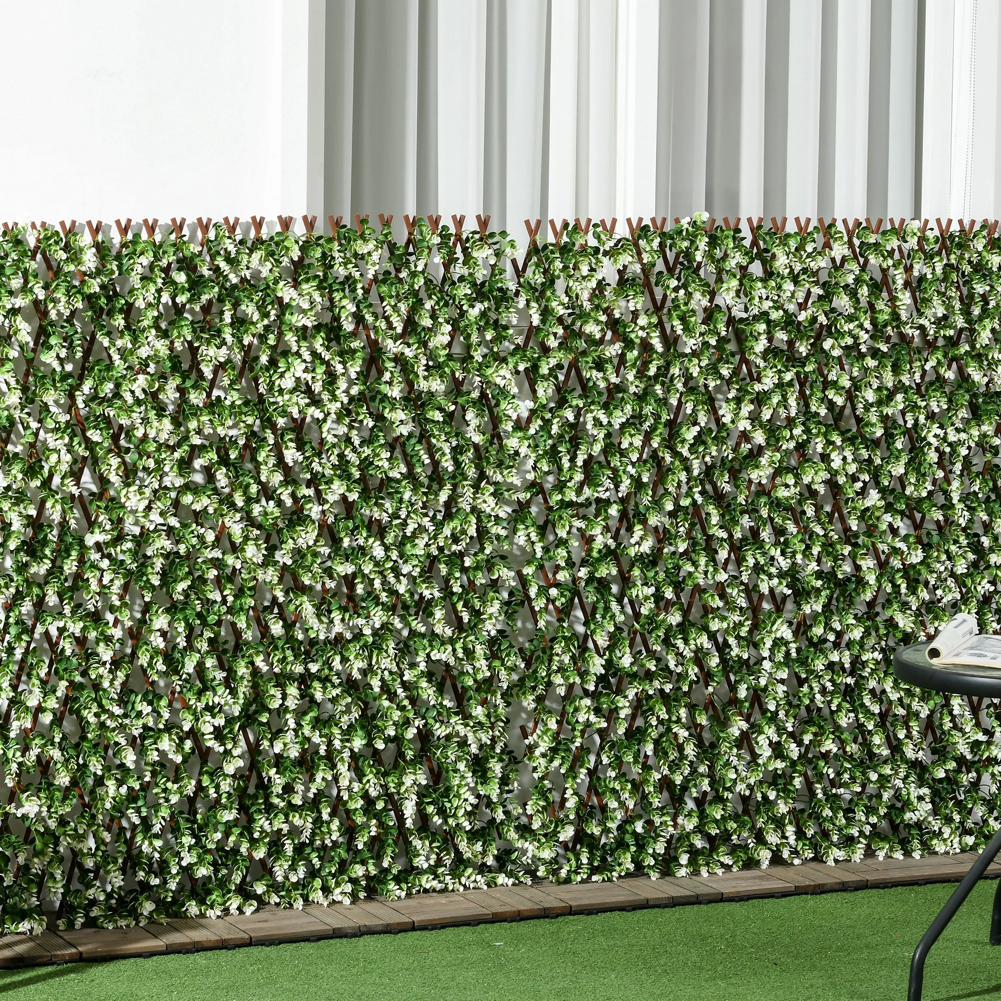 Outsunny 2 Pieces Decorative Trellis with Artificial Leaves, 2m x 1m, Eucalyptus - Image 9