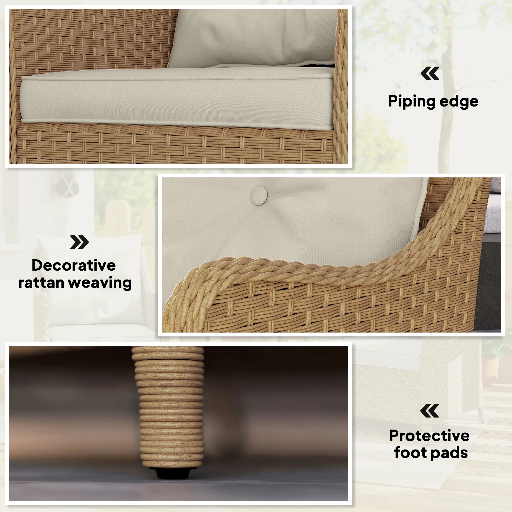 Outsunny 2 Pieces Rattan Garden Chairs, Cushioned Rattan Chairs - Image 7
