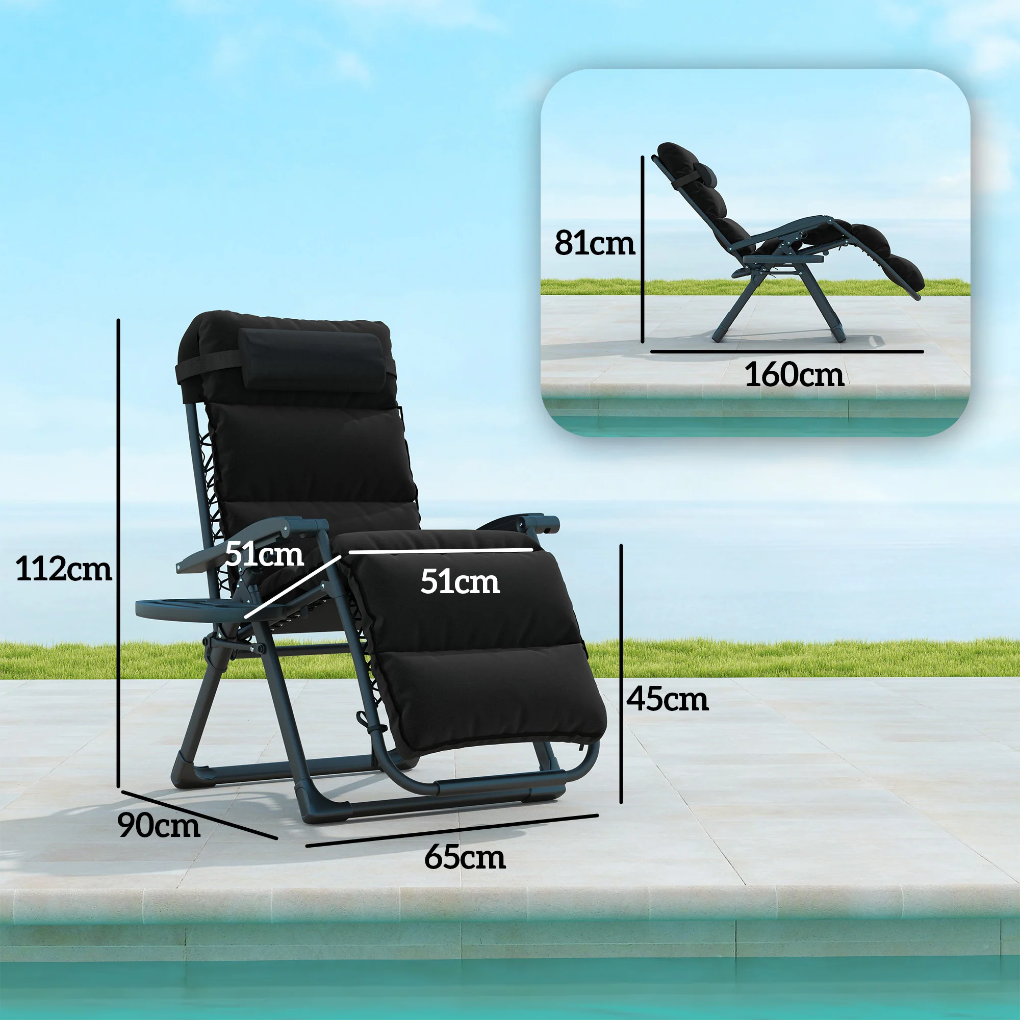 Outsunny 2 Pieces Zero Gravity Chairs, Reclining Folding Sun Lounger, Grey - Image 5