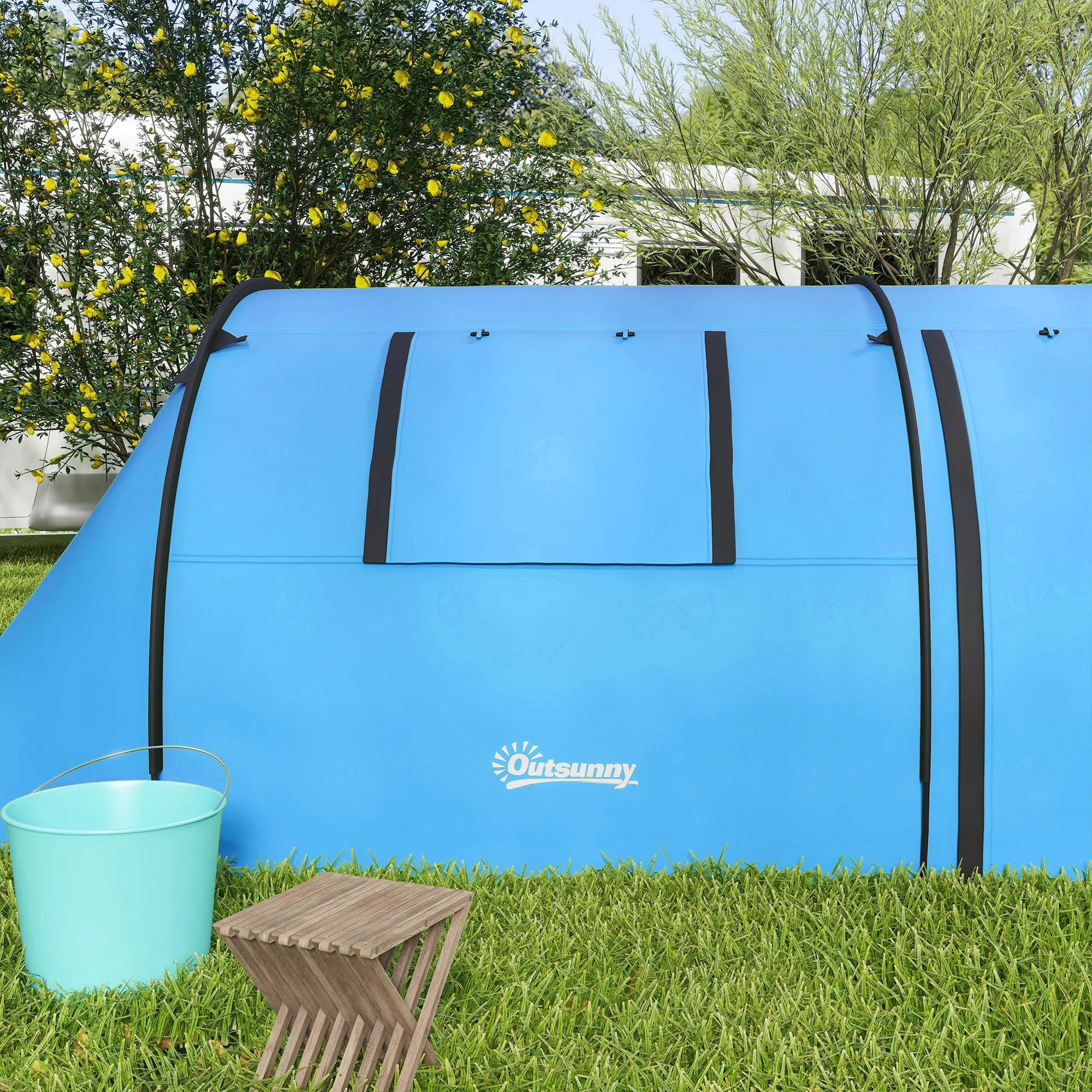 Outsunny 2 Room Camping Family Tent for 3-4 Man, 3000mm Waterproof, Sky Blue - Image 9