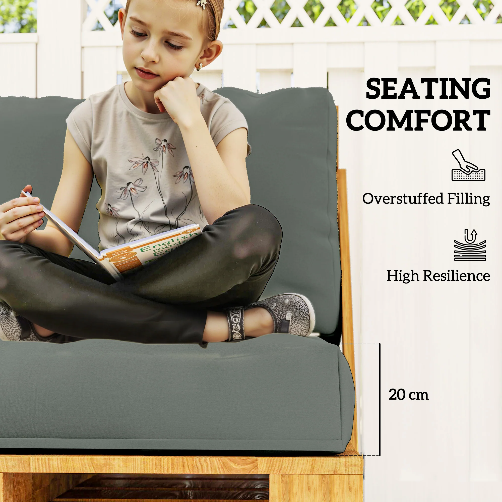 Outsunny 2 Seat Pallet Cushions 20cm Thick Outdoor Seat Pads - Image 12