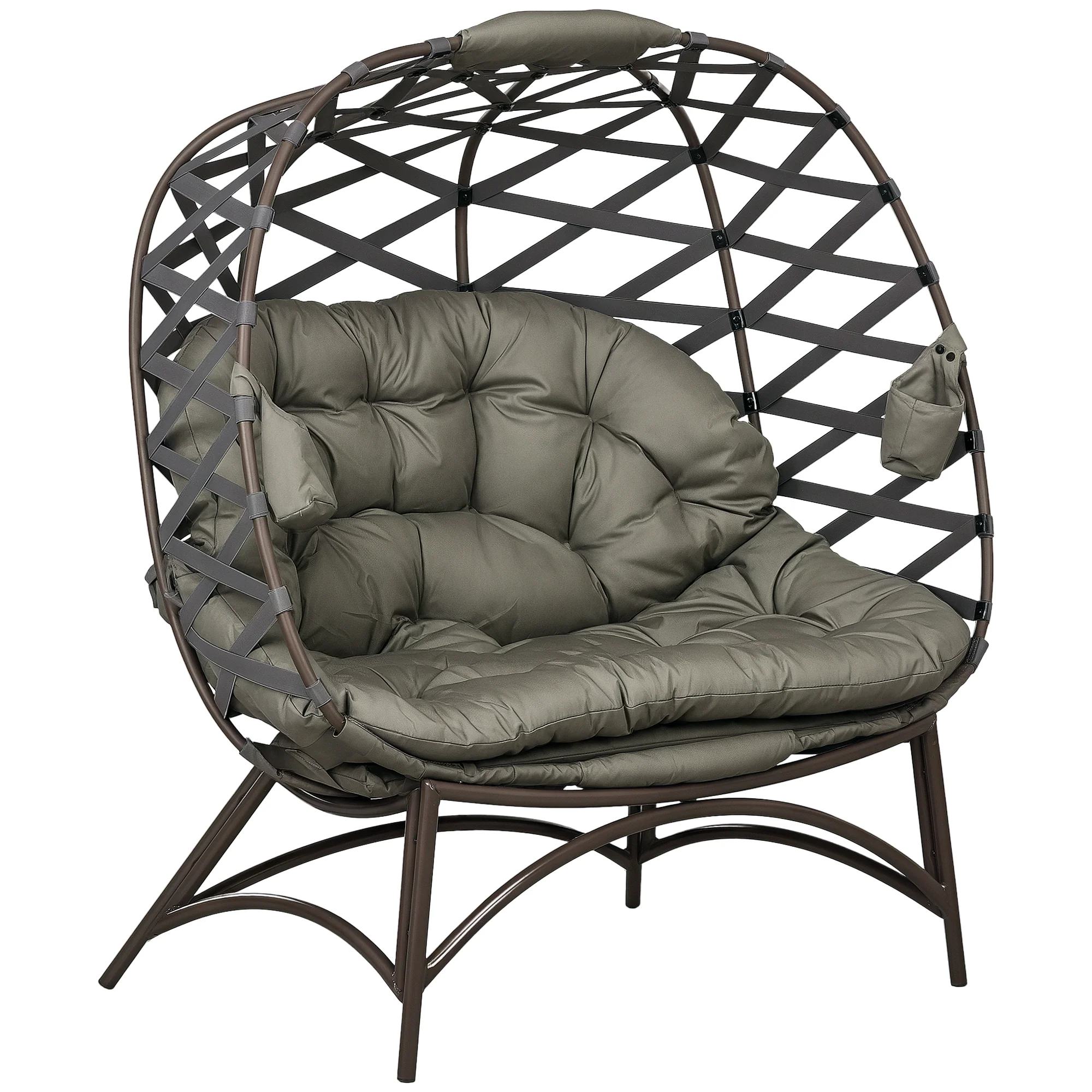 Outsunny 2 Seater Egg Chair Outdoor With Cushion, Cup Pockets - Image 19